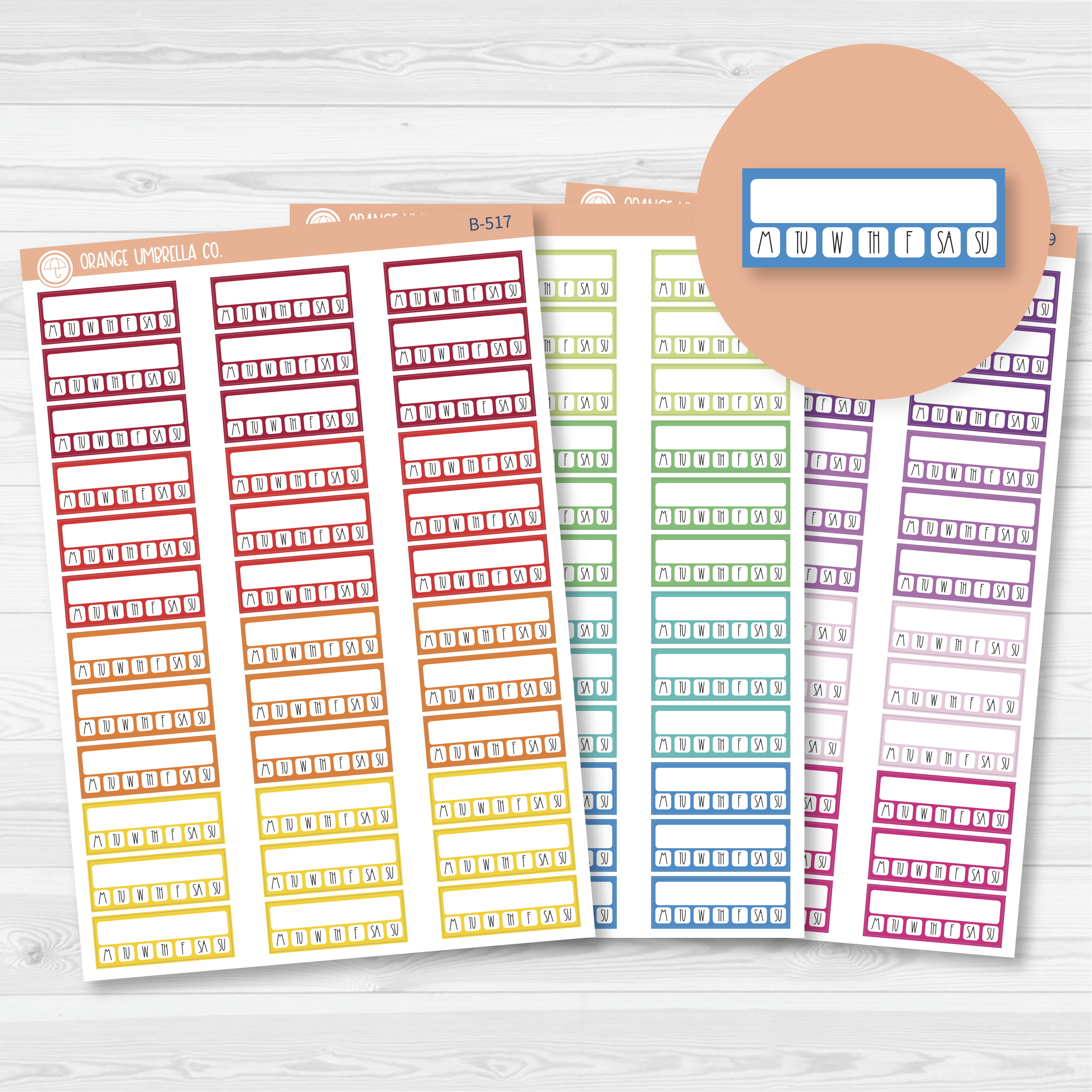 CLEARANCE | Hobonichi Cousin Weekly Habit Tracker Planner Stickers | Brights | B-517-518-519