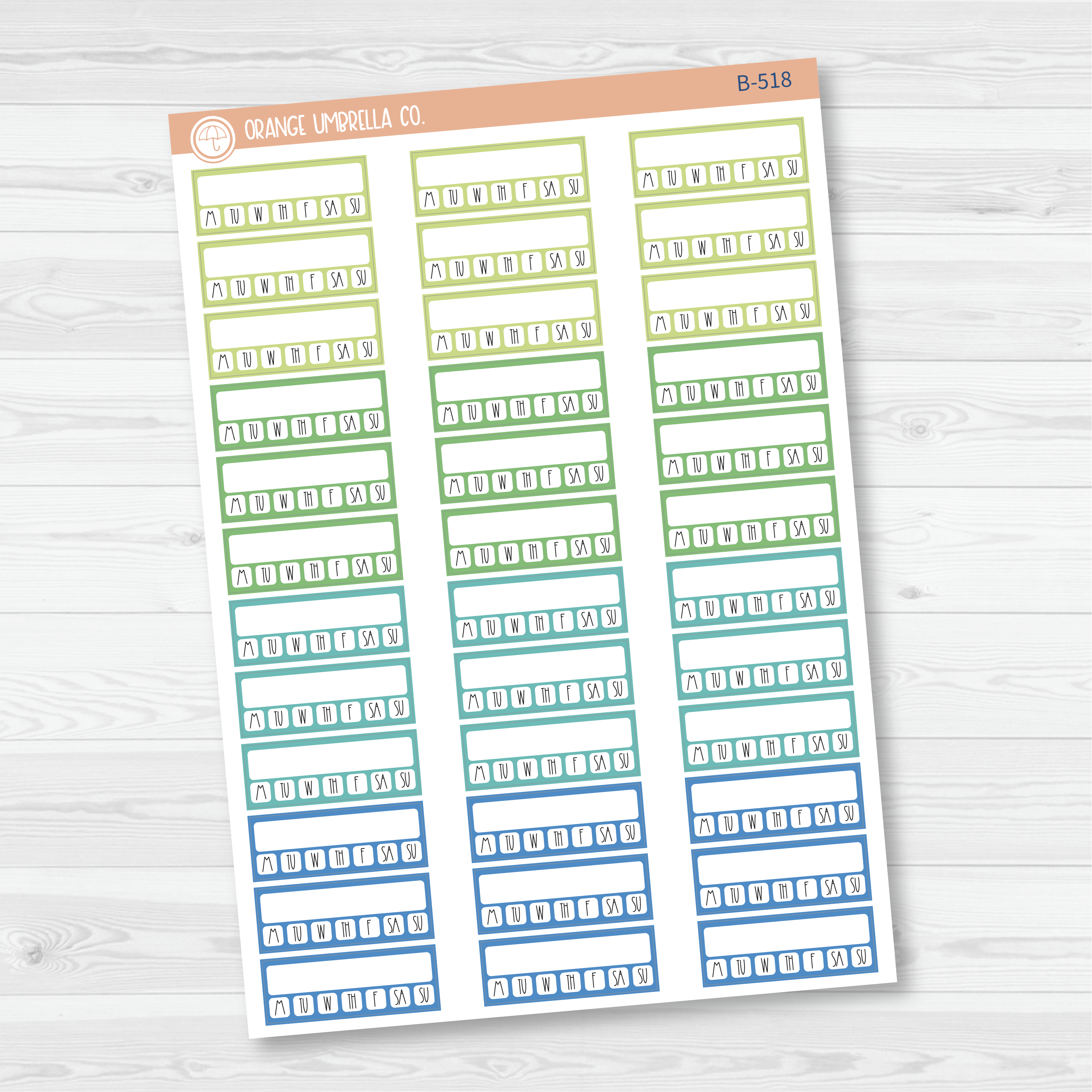 CLEARANCE | Hobonichi Cousin Weekly Habit Tracker Planner Stickers | Brights | B-517-518-519