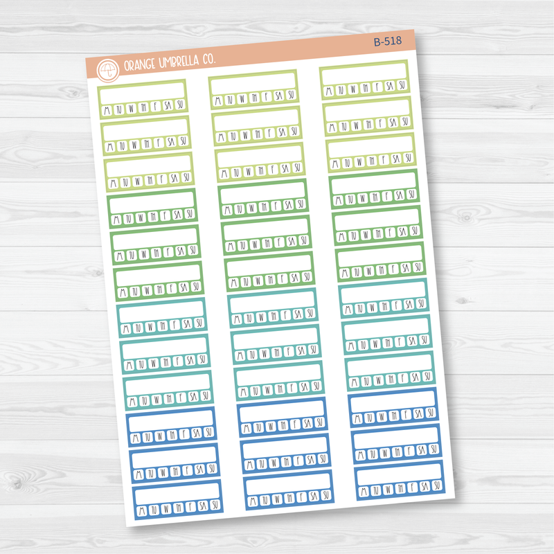Hobonichi Cousin Weekly Habit Tracker Planner Stickers | Brights | B-517-518-519