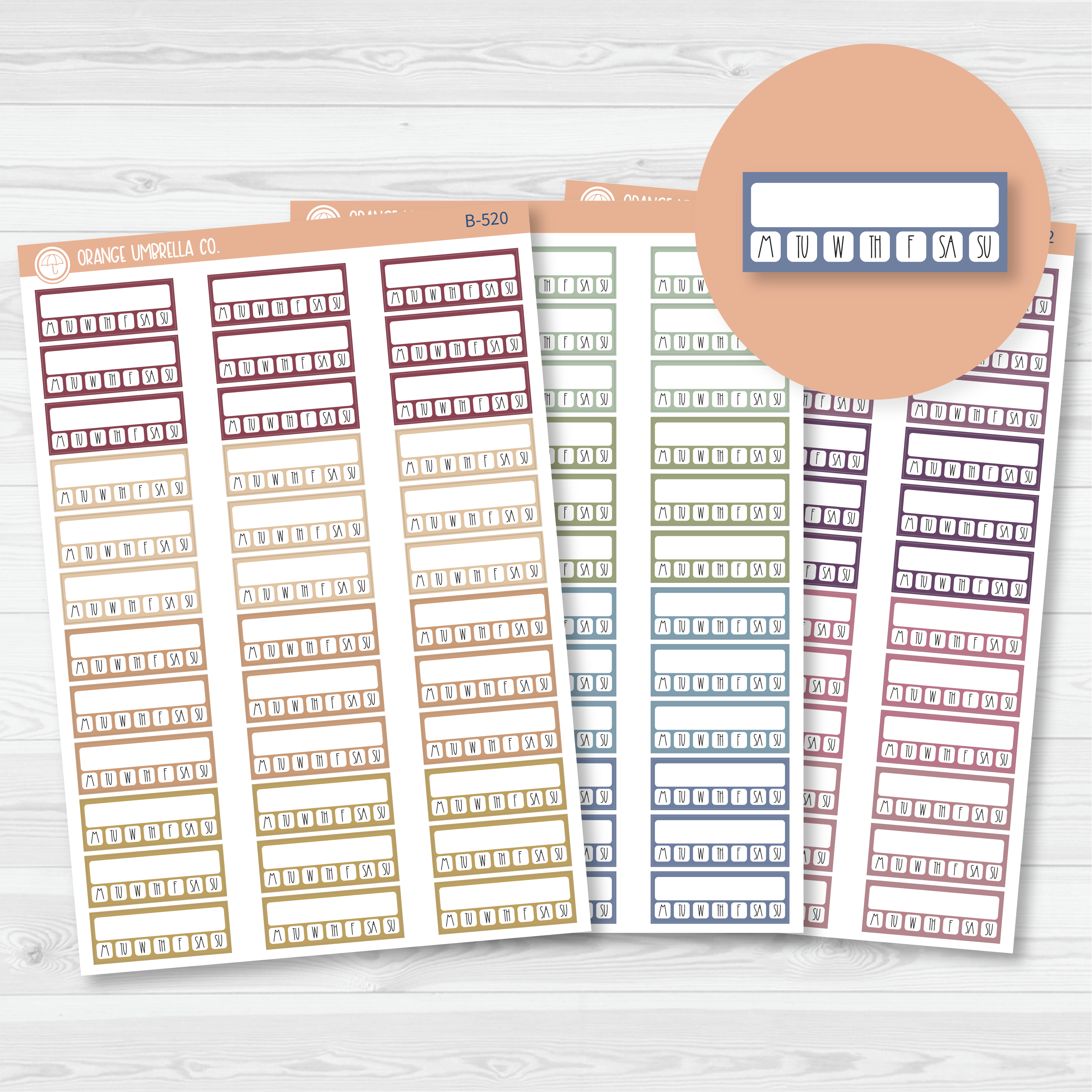 CLEARANCE | Hobonichi Cousin Weekly Habit Tracker Planner Stickers | Muted | B-520-521-522