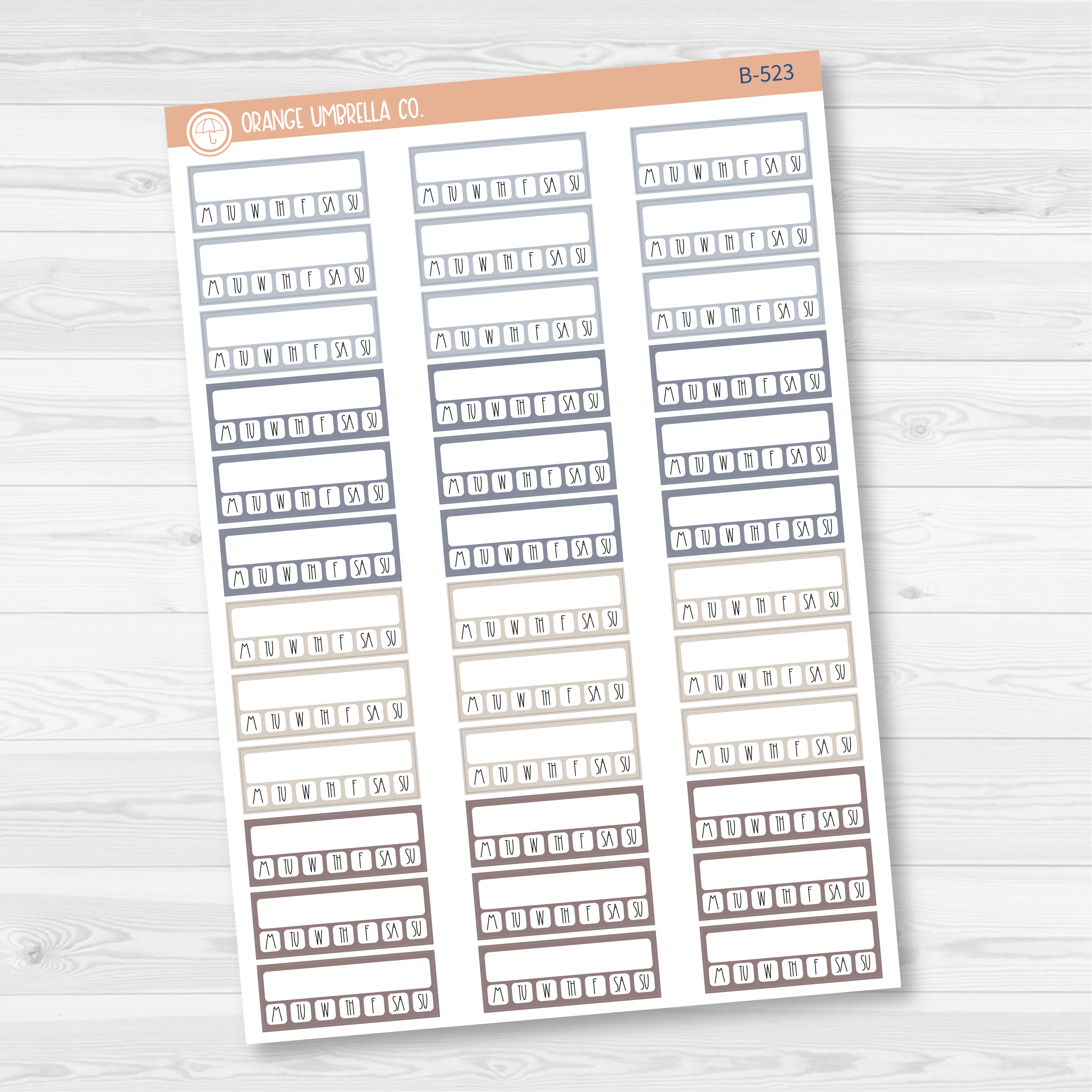 Weekly Habit Tracker - Hobo Cousin Planner Stickers | Neutrals | B-523-524