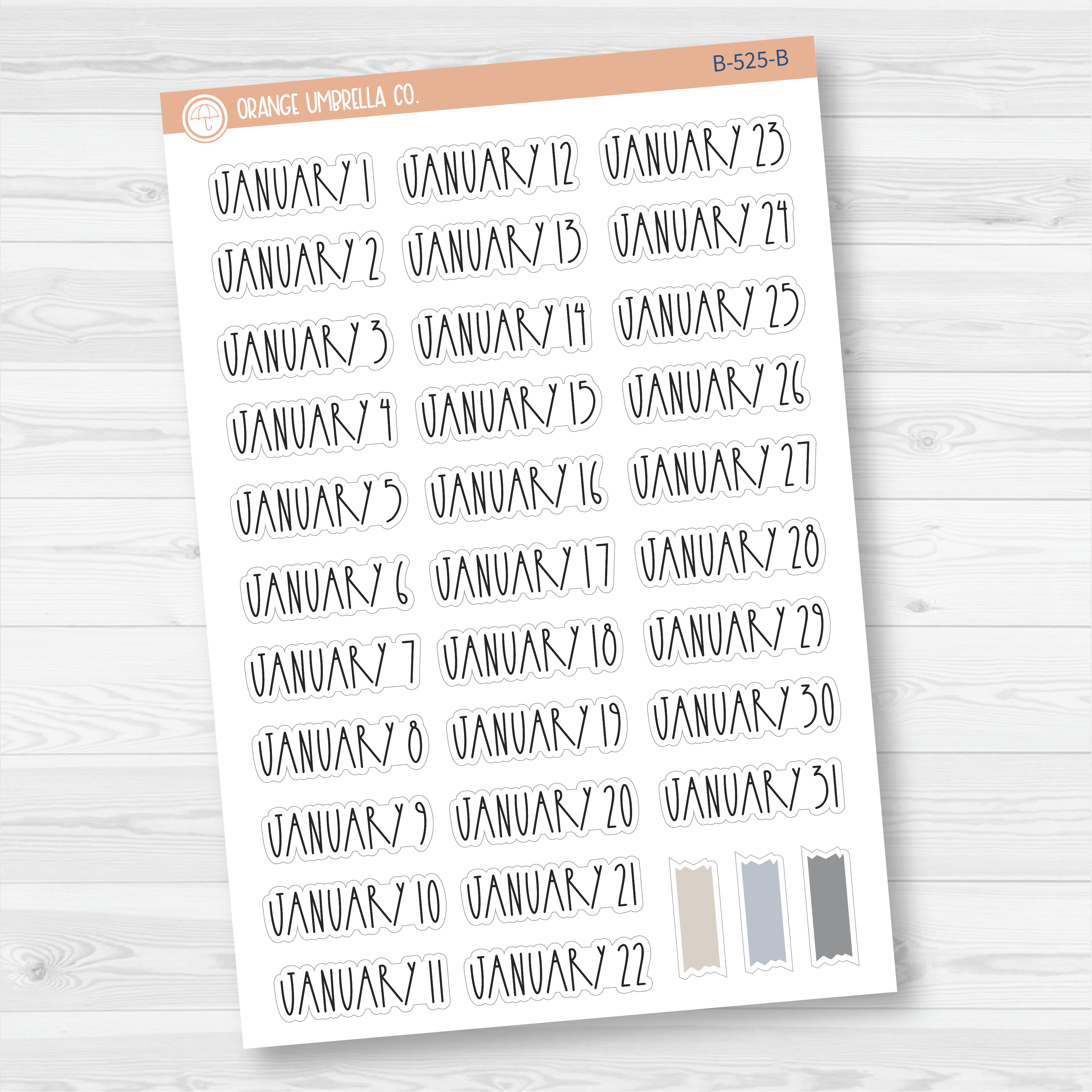 CLEARANCE | Monthly Dates of the Month Planner Stickers | FC12 Print | B-525-B-536