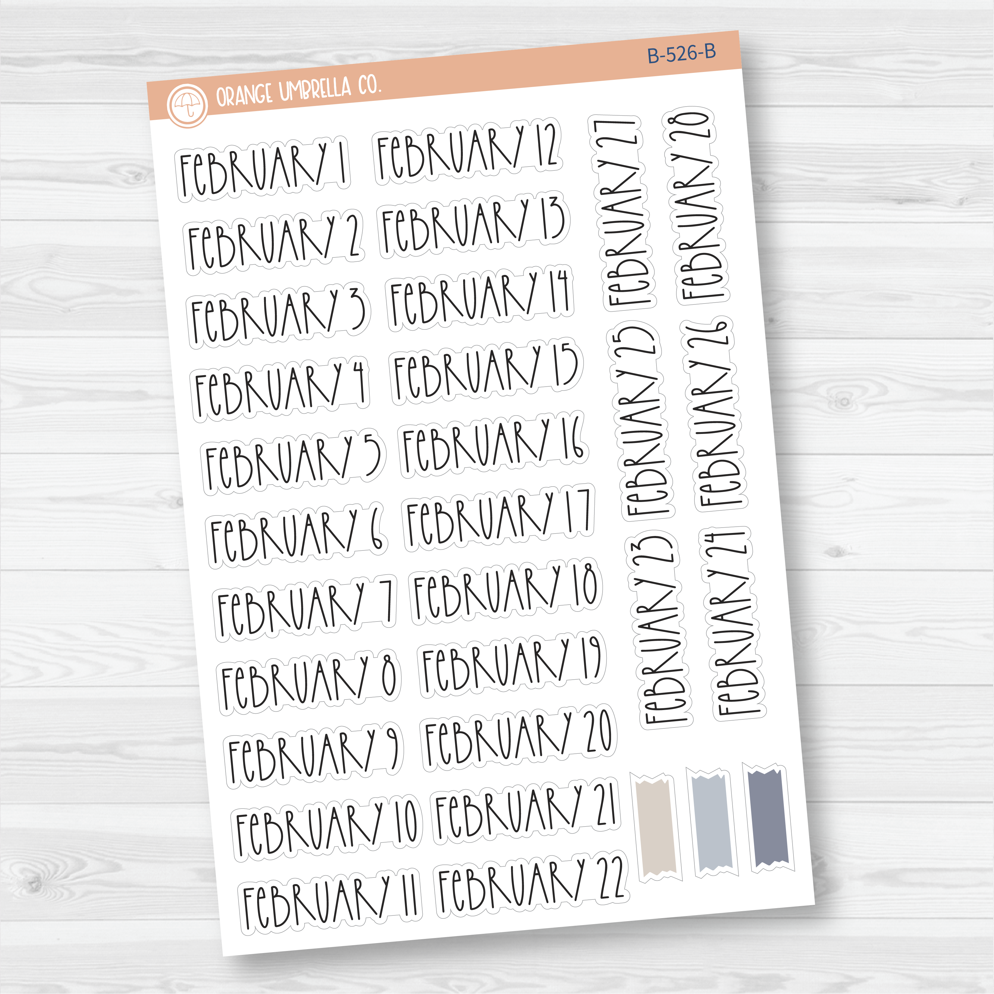 CLEARANCE | Monthly Dates of the Month Planner Stickers | FC12 Print | B-525-B-536
