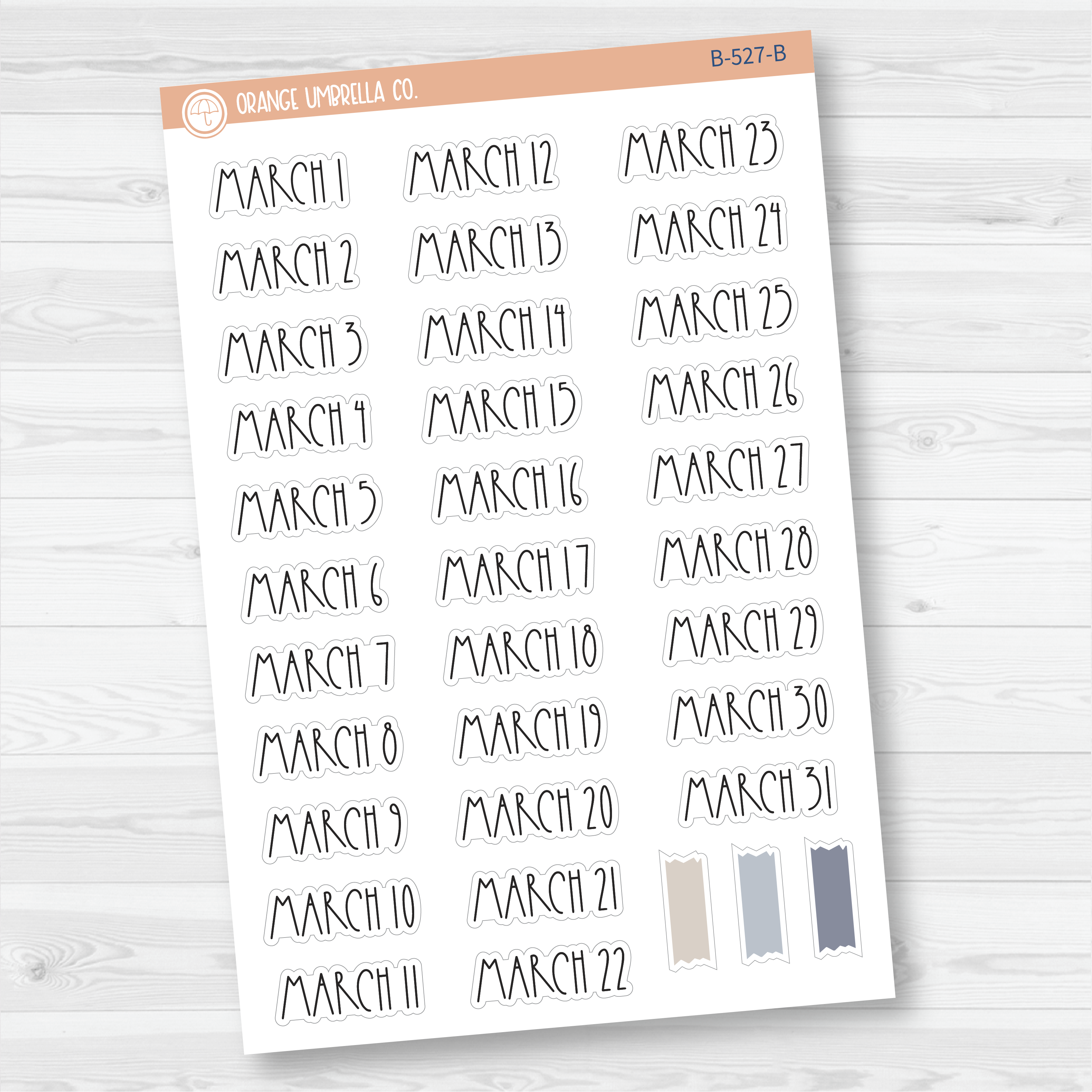 CLEARANCE | Monthly Dates of the Month Planner Stickers | FC12 Print | B-525-B-536