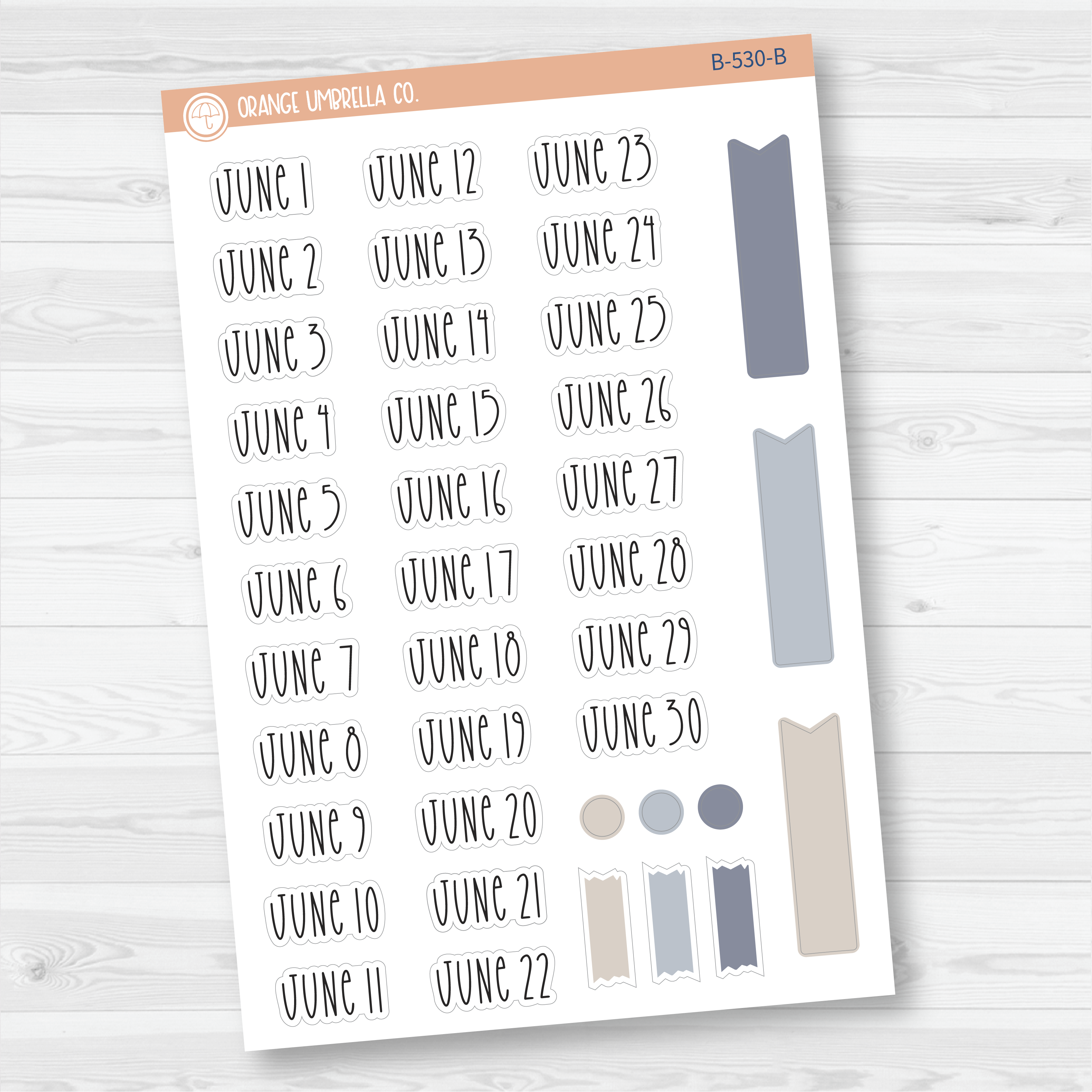 CLEARANCE | Monthly Dates of the Month Planner Stickers | FC12 Print | B-525-B-536
