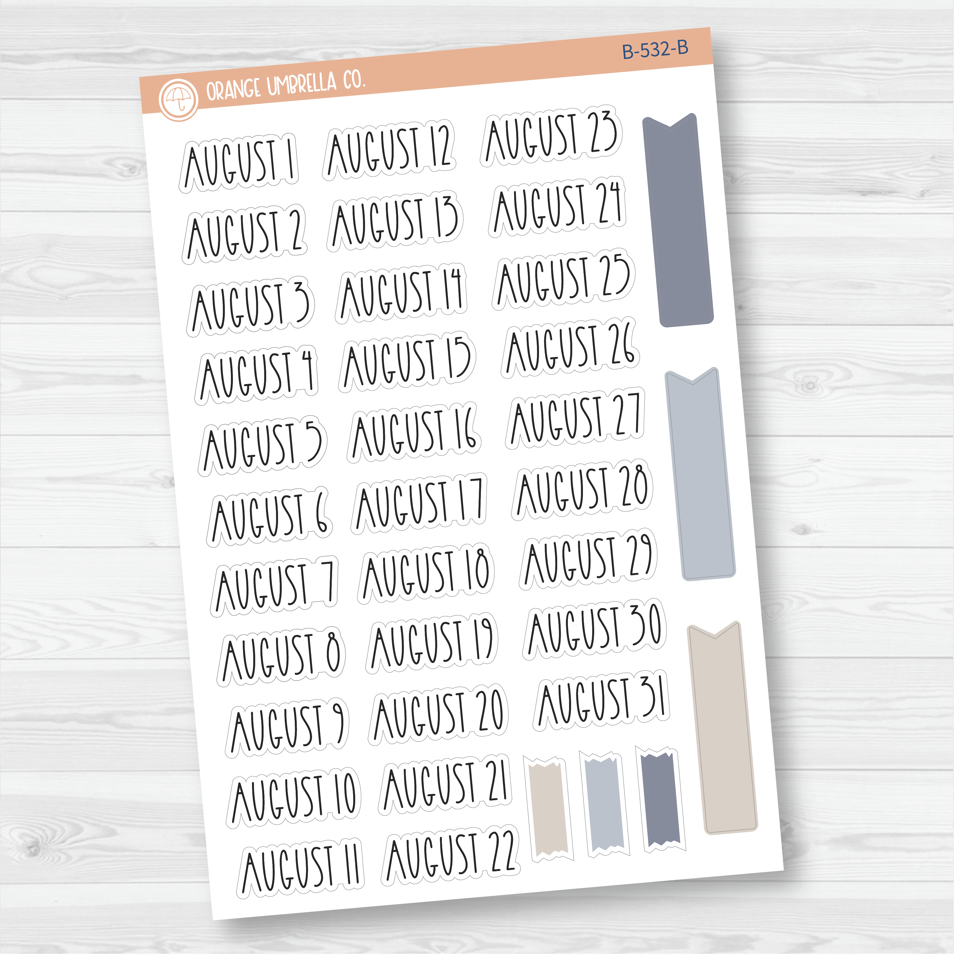 CLEARANCE | Monthly Dates of the Month Planner Stickers | FC12 Print | B-525-B-536