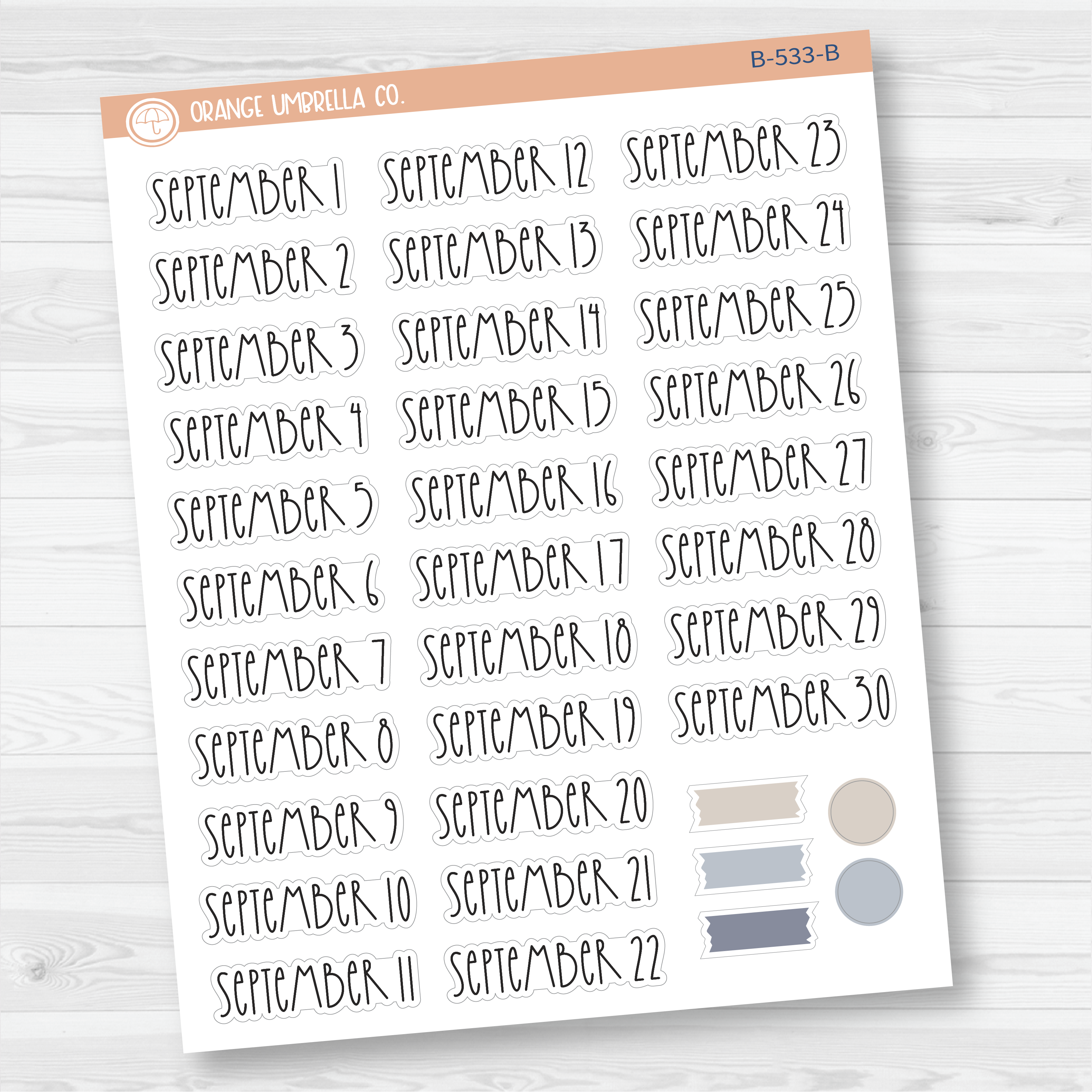 CLEARANCE | Monthly Dates of the Month Planner Stickers | FC12 Print | B-525-B-536