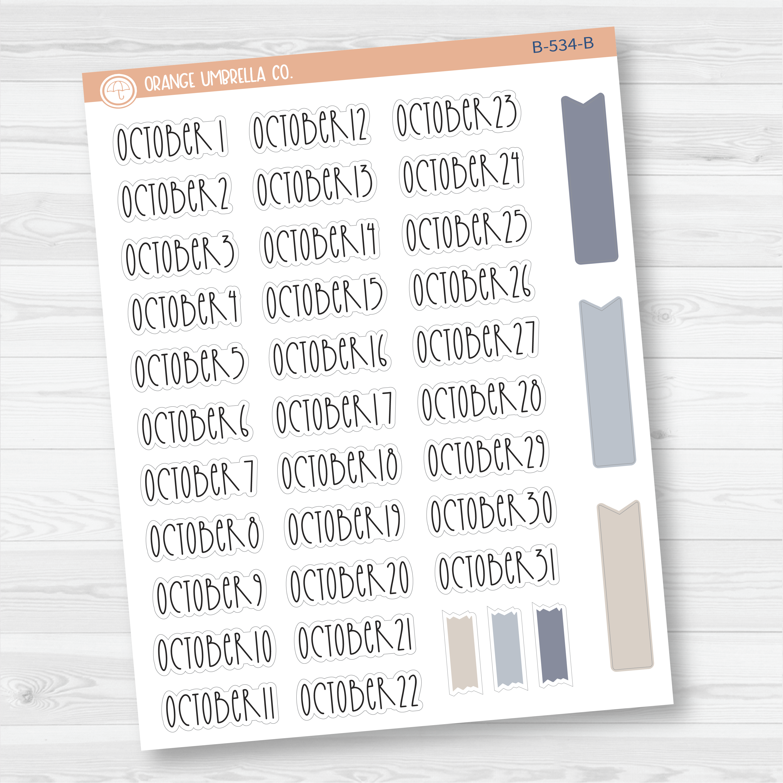 CLEARANCE | Monthly Dates of the Month Planner Stickers | FC12 Print | B-525-B-536