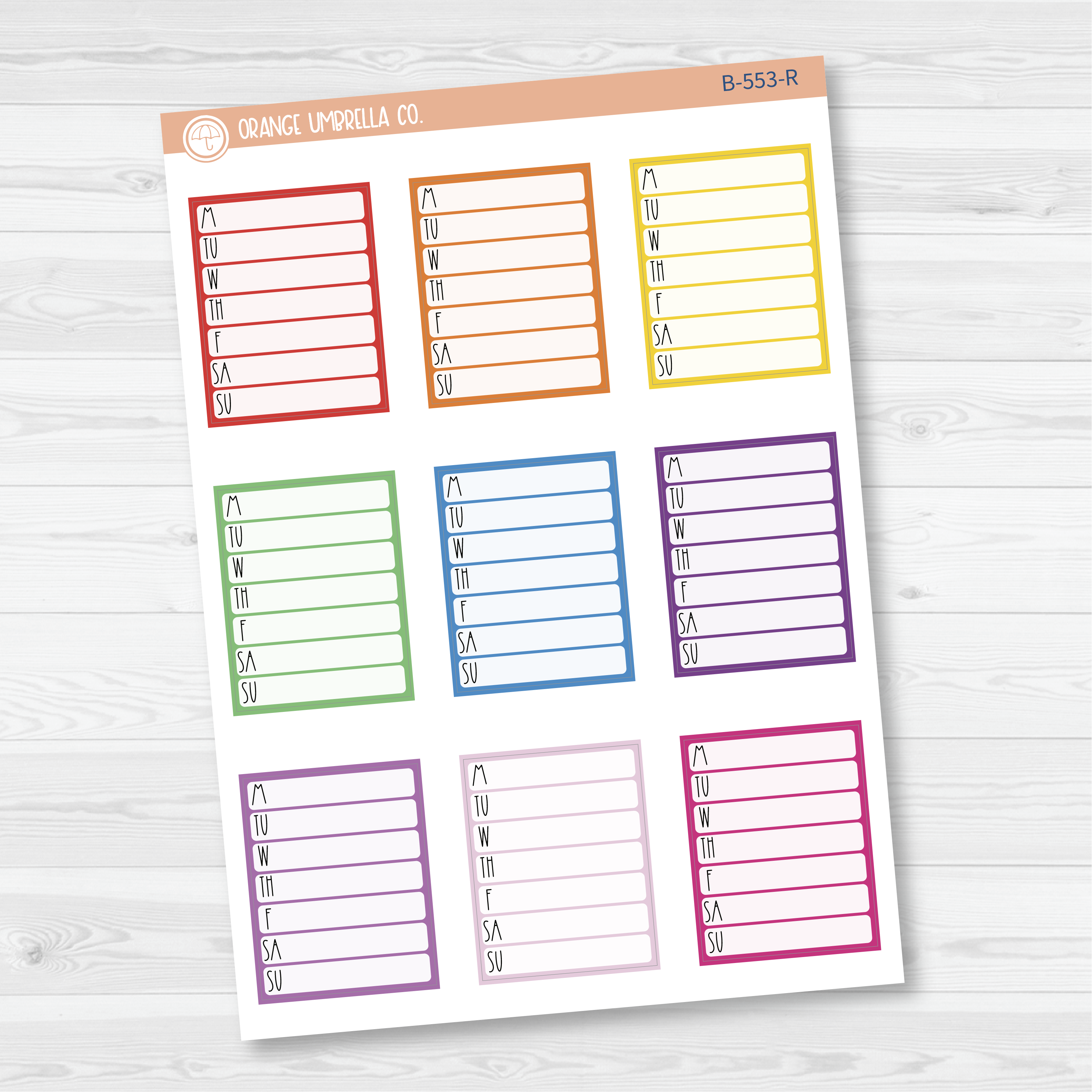 Hobonichi Cousin Side Bar Habit Tracker Planner Stickers | B-553
