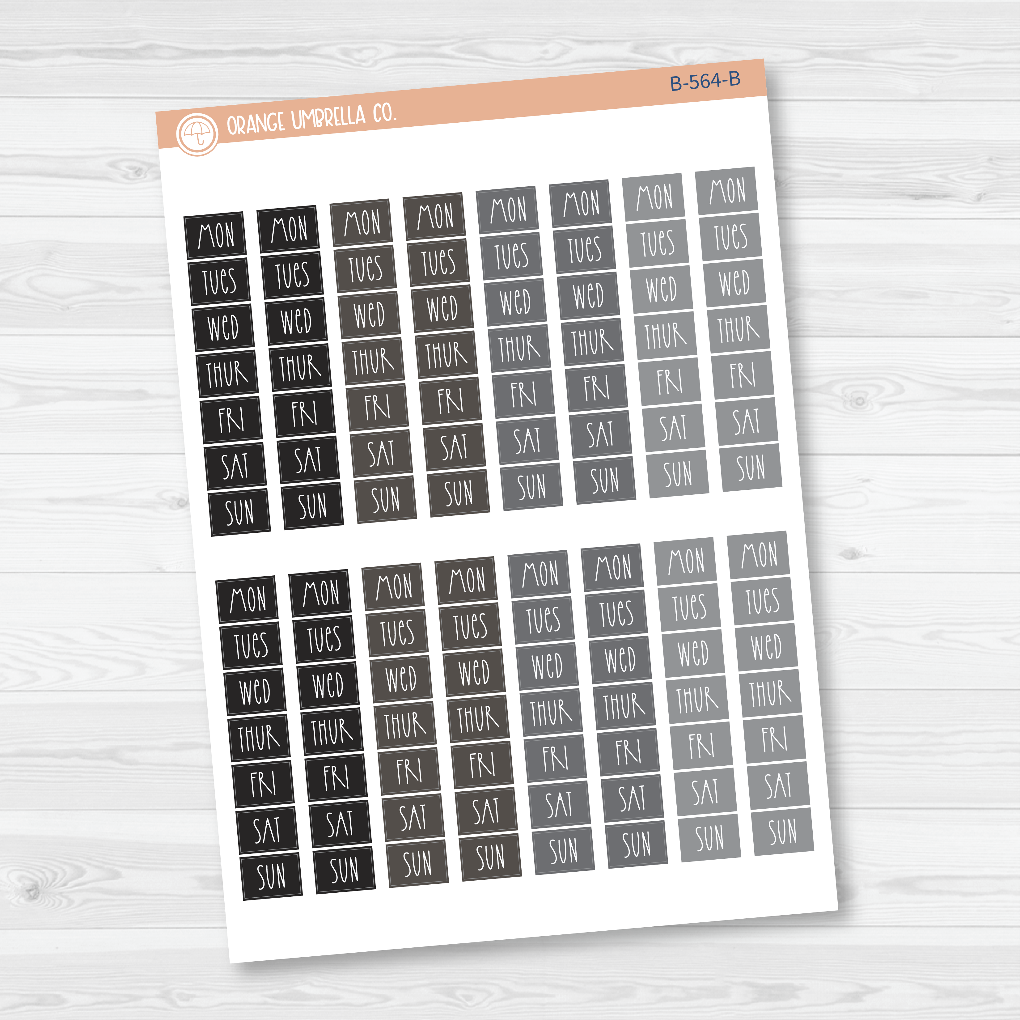 Hobonichi Cousin Day Of Week Color Block Date Cover Planner Stickers | FC12 Print | B-564