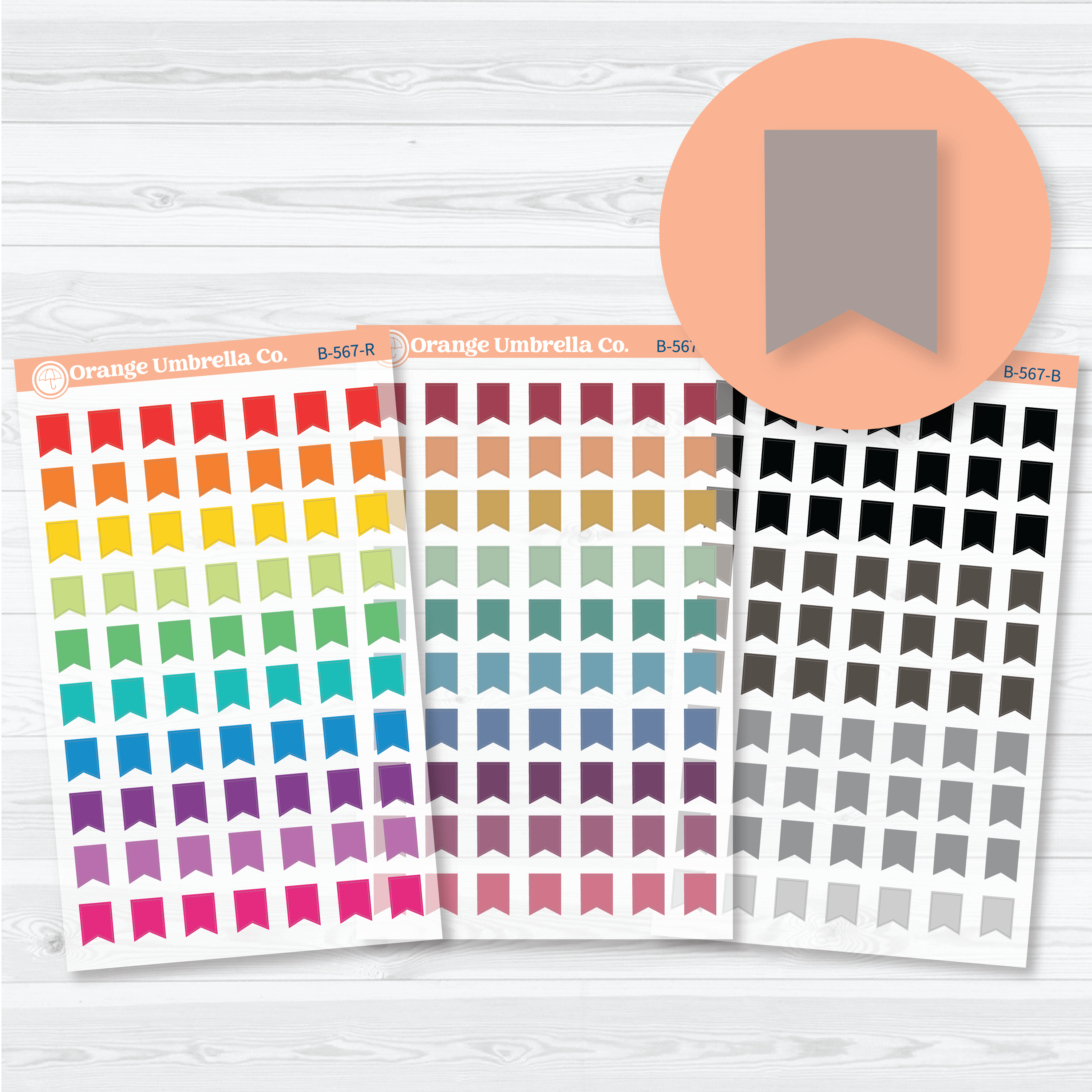 CLEARANCE | Hobonichi Cousin Mini Flag Planner Stickers | Clear Matte | B-567-CM