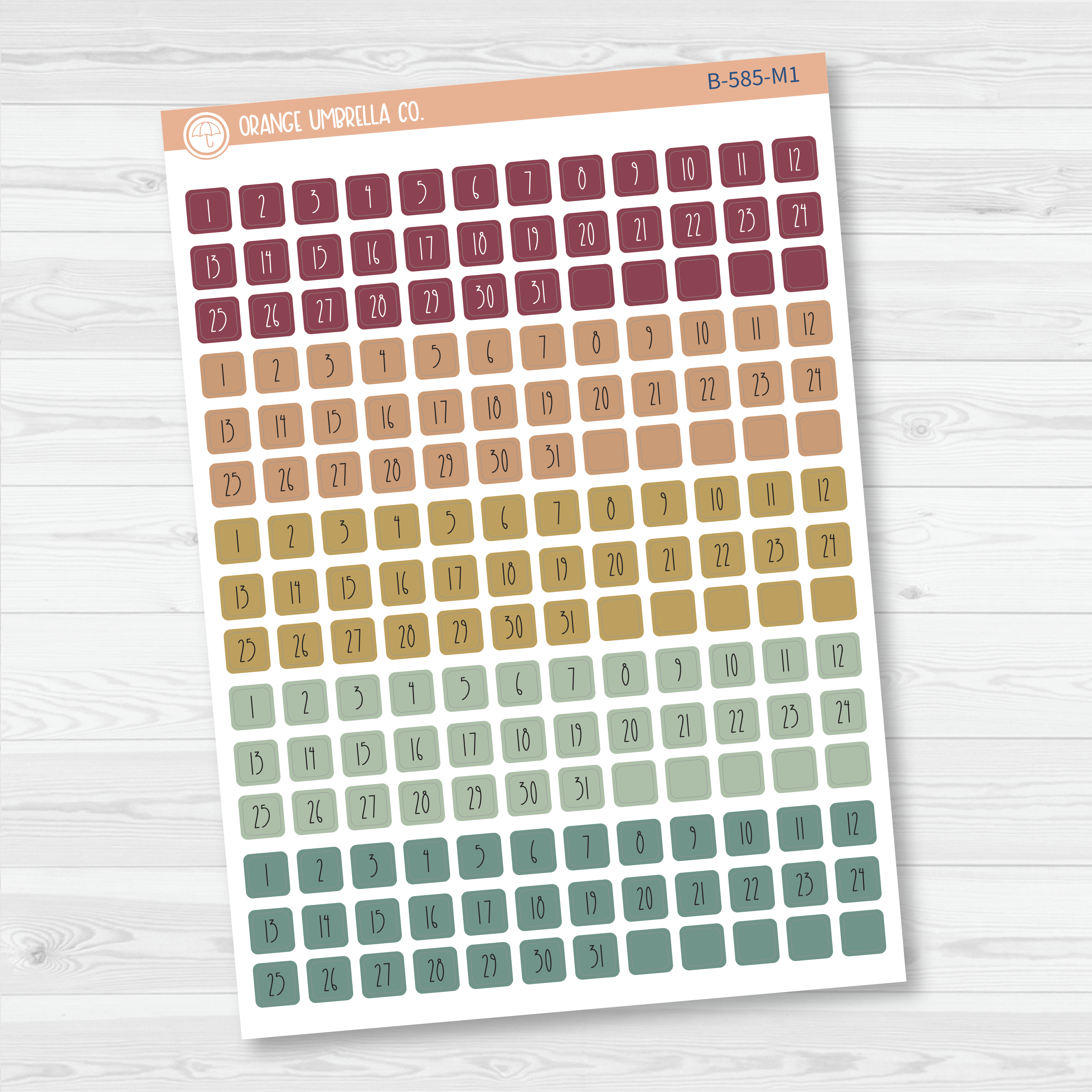 CLEARANCE | Mini Date Dots - 5 Months Planner Stickers | Square FC12 Print | B-585