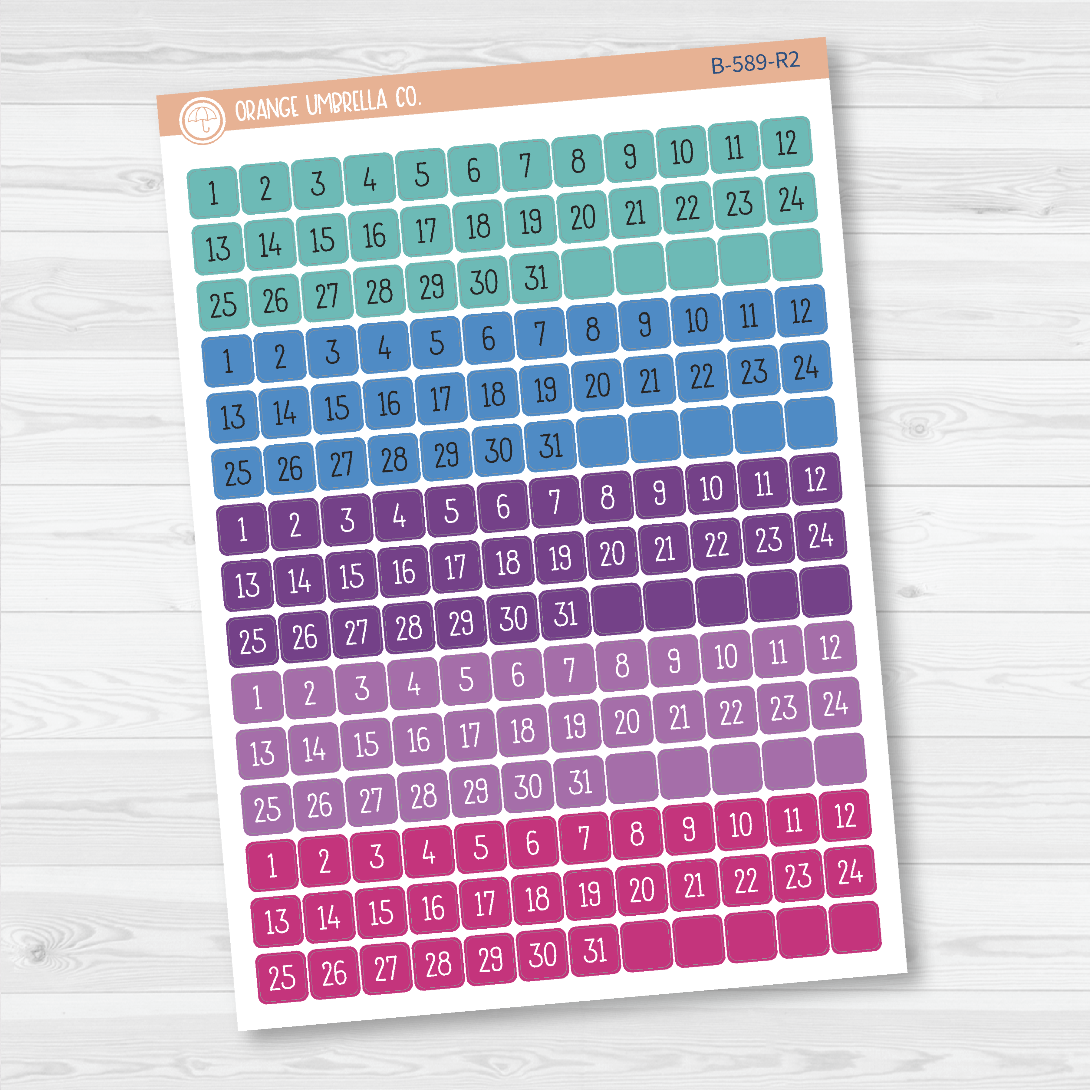 CLEARANCE | Date Dots - 5 Months Planner Stickers | Square F16 Print | B-589