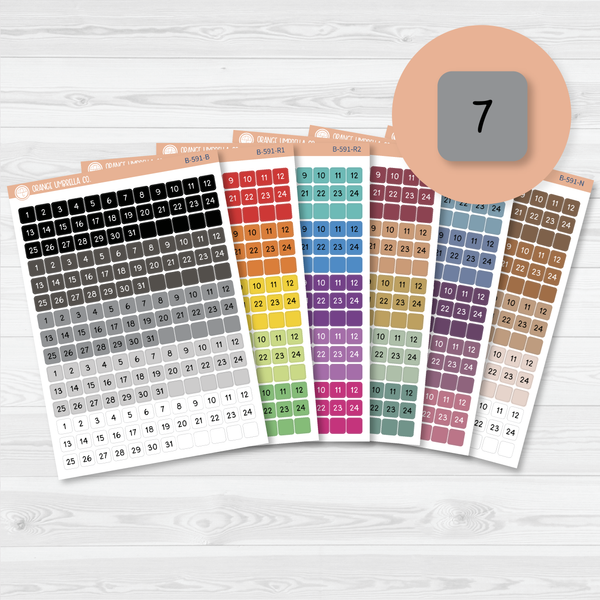 Date Dots - 5 Months Planner Stickers | Square F16 Script | B-591
