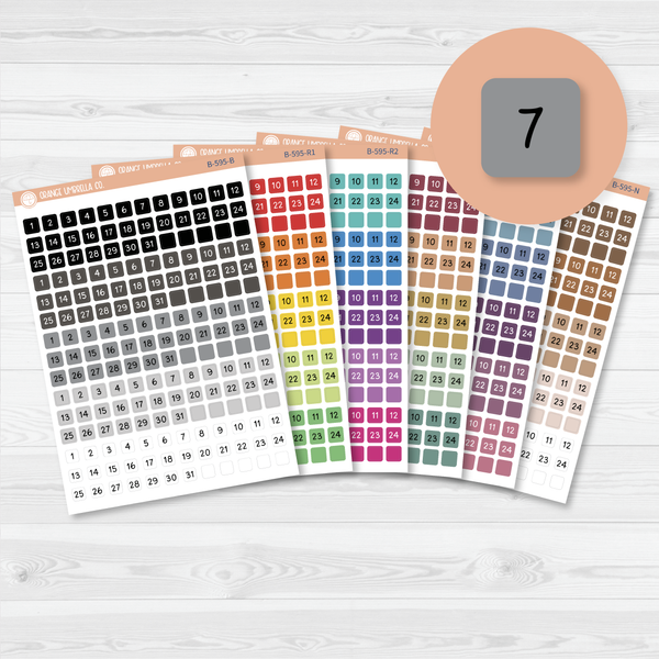 Tiny Date Dots - 5 Months Planner Stickers | Square F16 Script | B-595