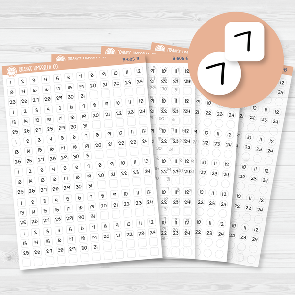 6 Months of Mini Date Dot Covers Planner Stickers | FJP | B-605-B-606