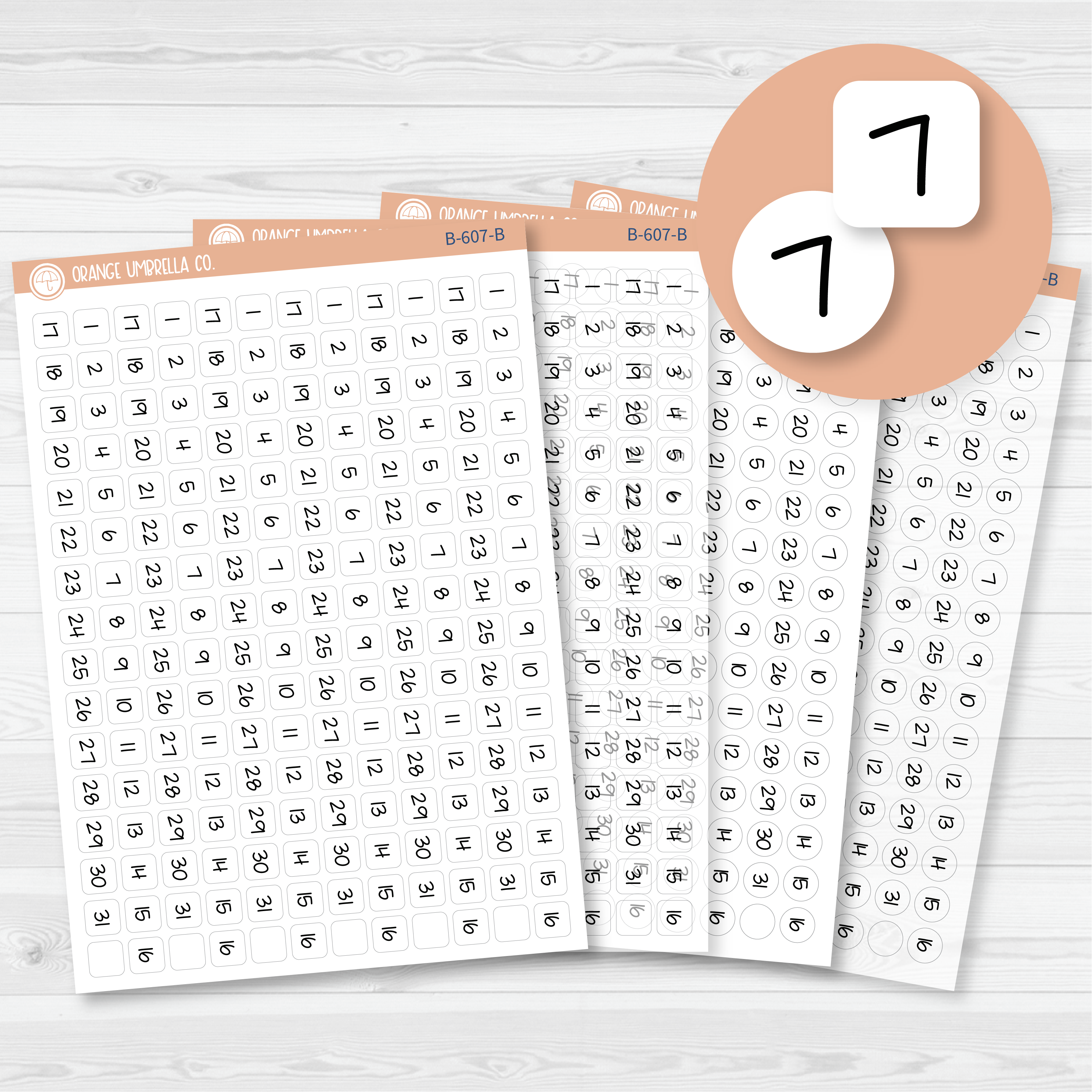 CLEARANCE | 6 Months of Date Dot Covers Planner Stickers | FJP | B-607-B-608
