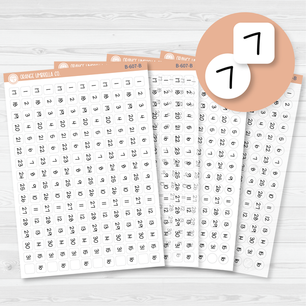 6 Months of Date Dot Covers Planner Stickers | FJP | B-607-B-608