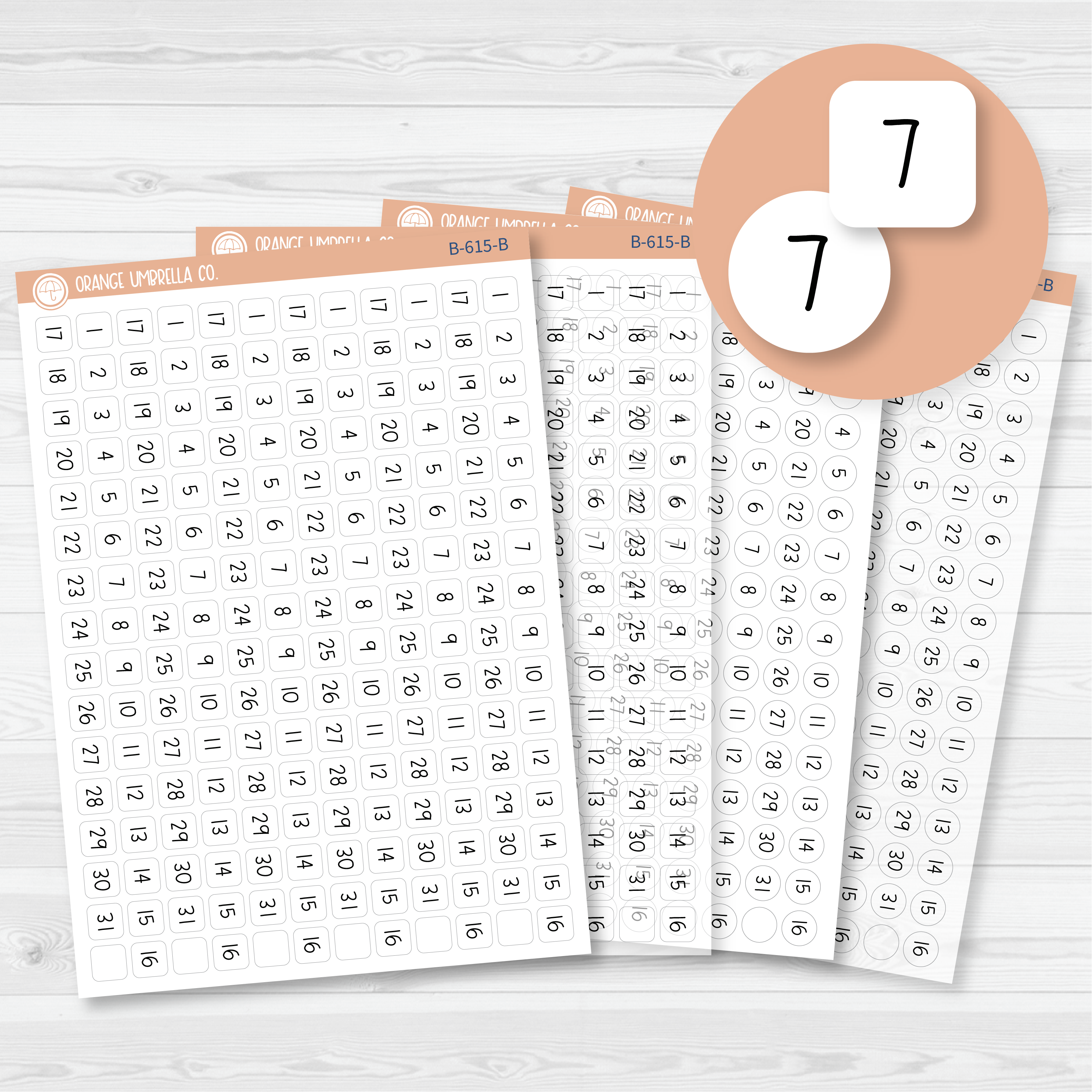 CLEARANCE | 6 Months of Date Dot Covers Planner Stickers | JF | B-615-B-616