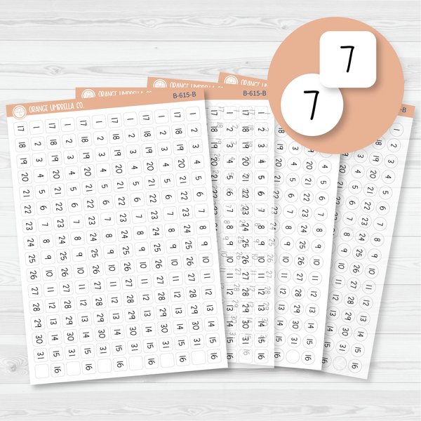 6 Months of Date Dot Covers Planner Stickers | JF | B-615-B-616