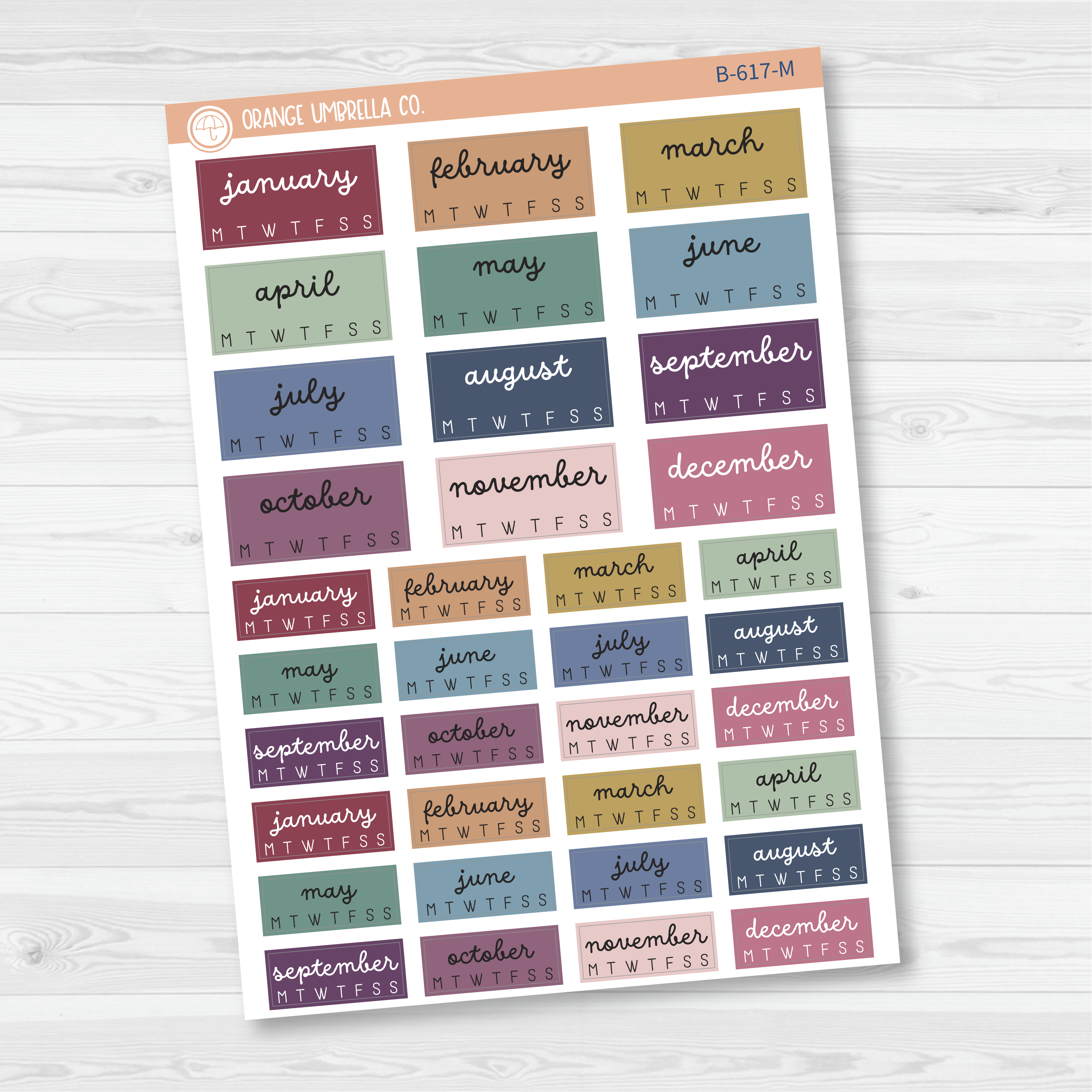 A5 Year at a Glance - Hobonichi Cousin Planner Stickers | F16 | B-617