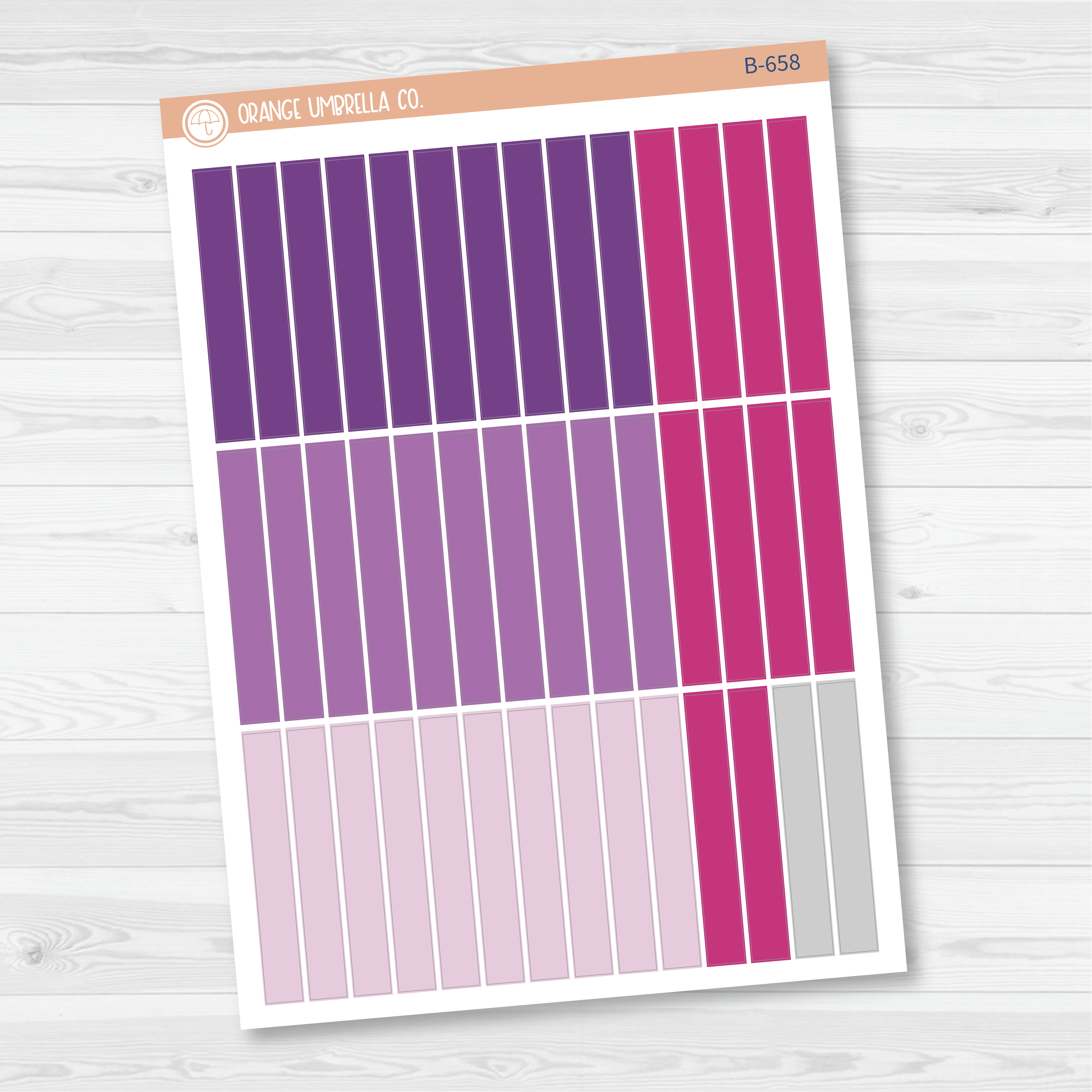 CLEARANCE | Plum Vertical Priorities Color Strip Planner Stickers | Bright | B-656 / B-657 / B-658