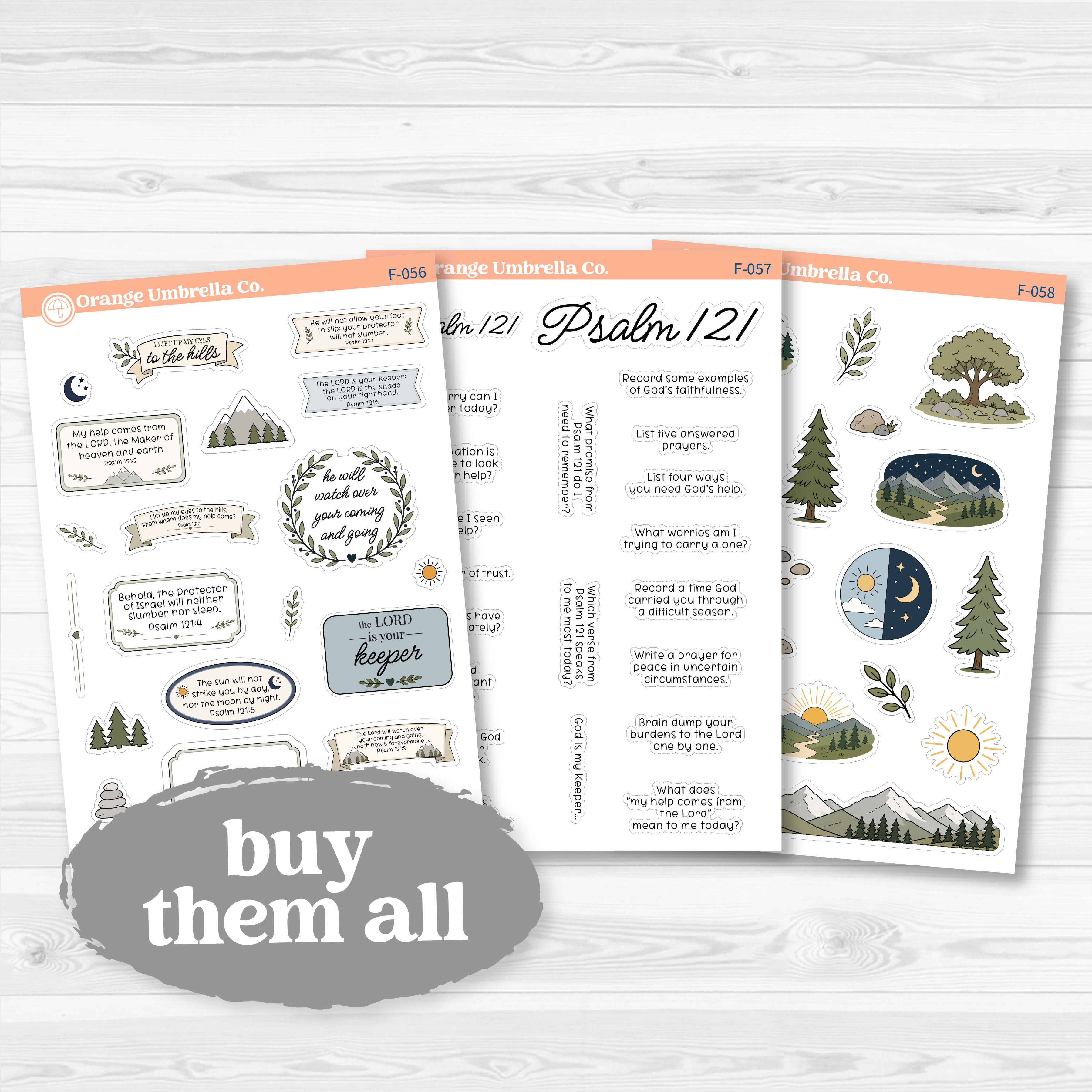 Psalm 121 Bible Journaling | Bible Study Sticker Set | F-056-058