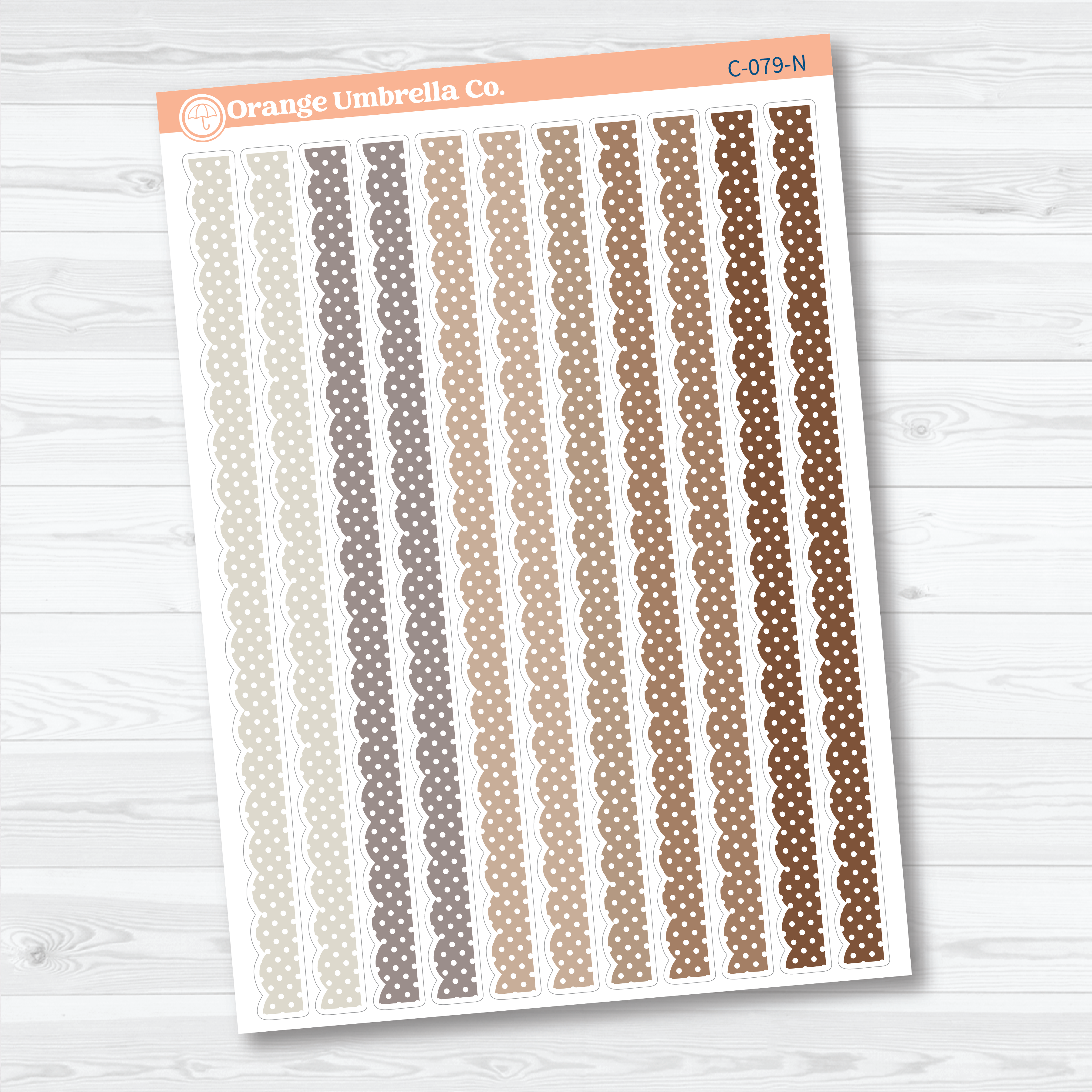 Polkadot Scalloped Washi Planner Stickers | Decorative Planner Washi Strips | C-079