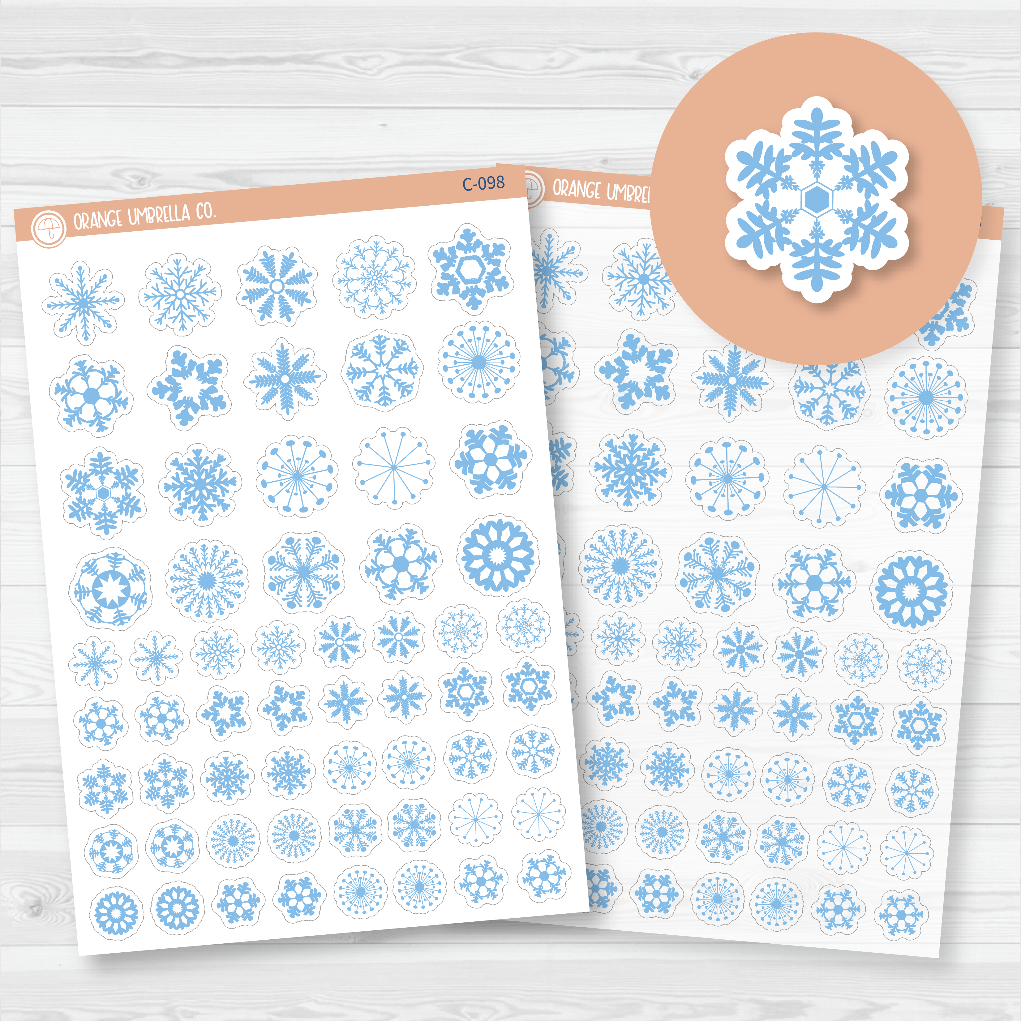 Snowflakes - Blue Icon Planner Stickers | C-098