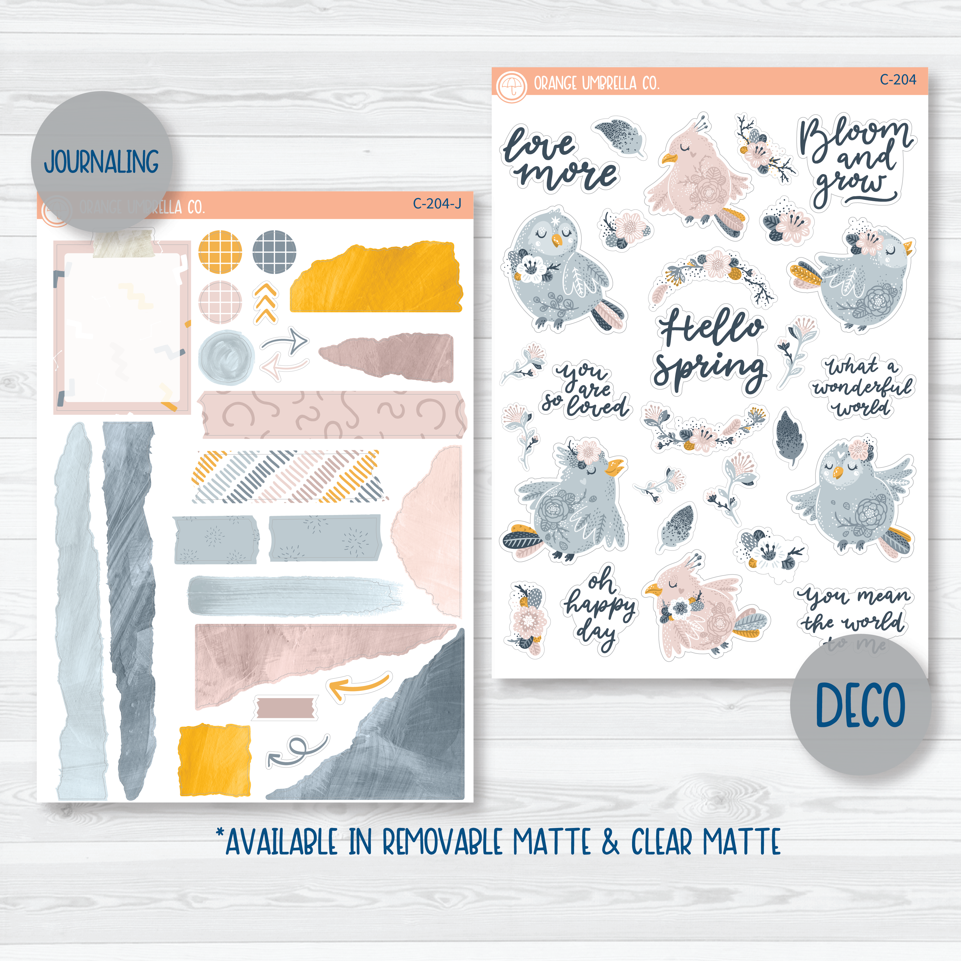 CLEARANCE | Birds & Flowers Deco Planner Stickers | C-204