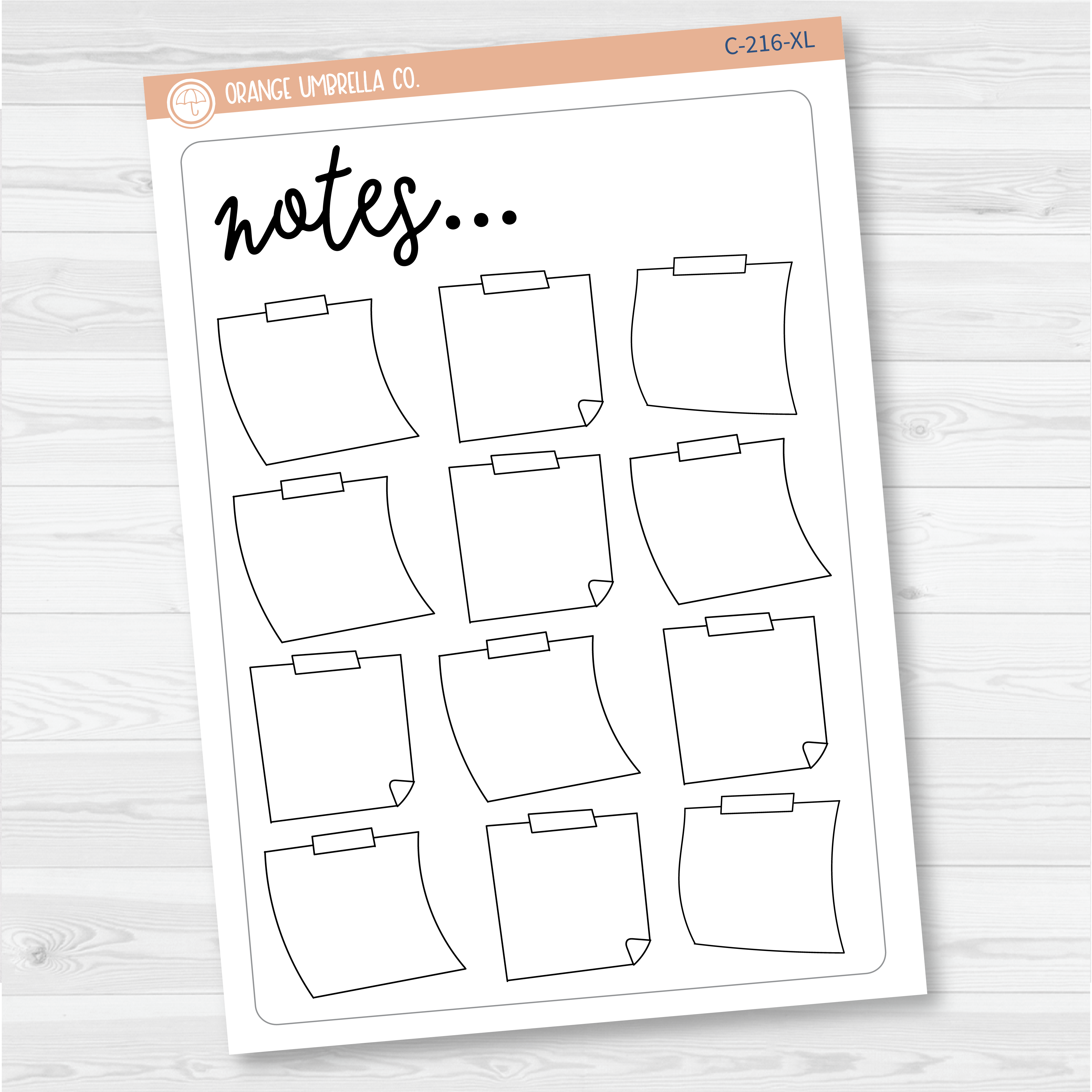 Notes Tracker Full Page Dashboard | A5 & 7x9 Size Deco Planner Stickers | C-216