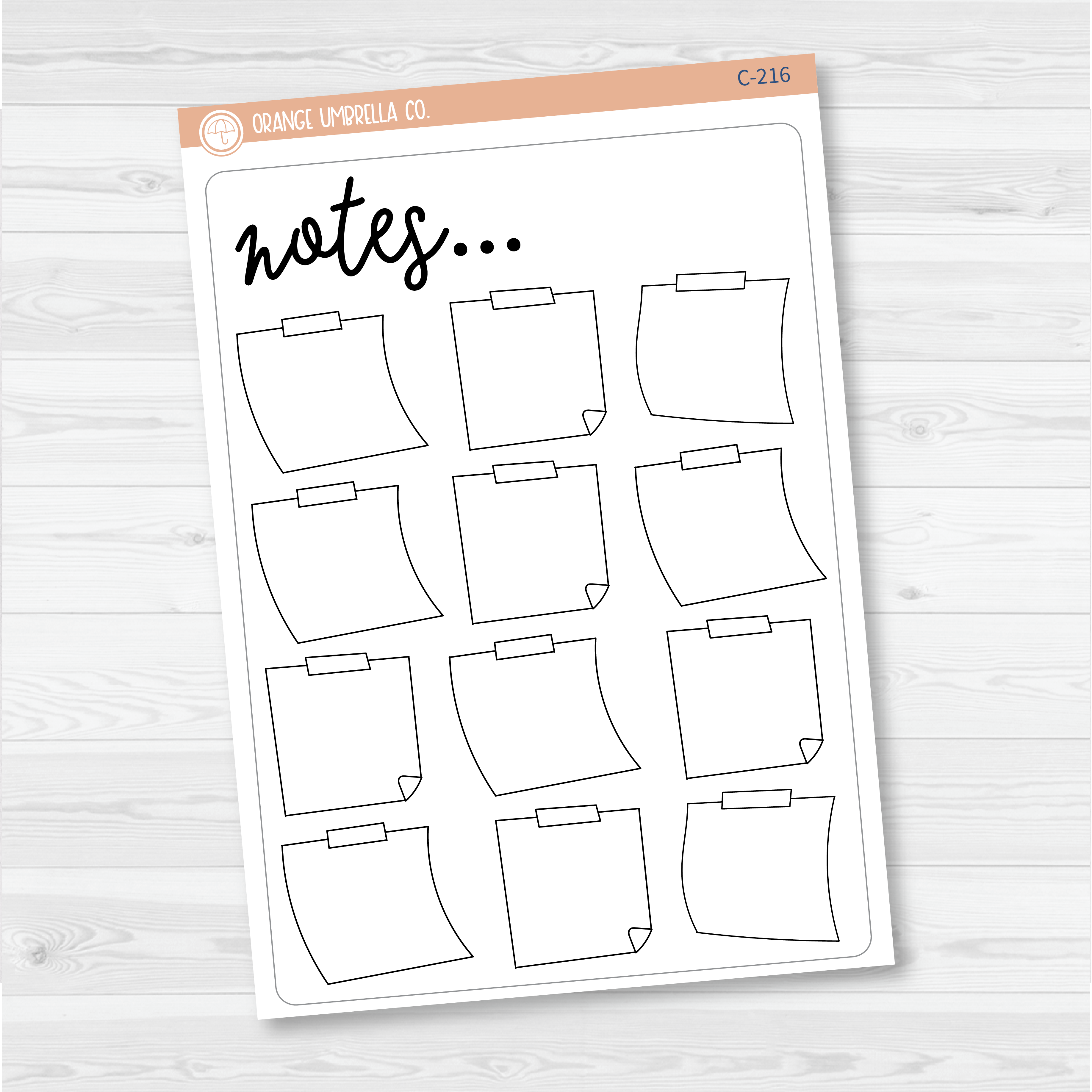 Notes Tracker Full Page Dashboard | A5 & 7x9 Size Deco Planner Stickers | C-216