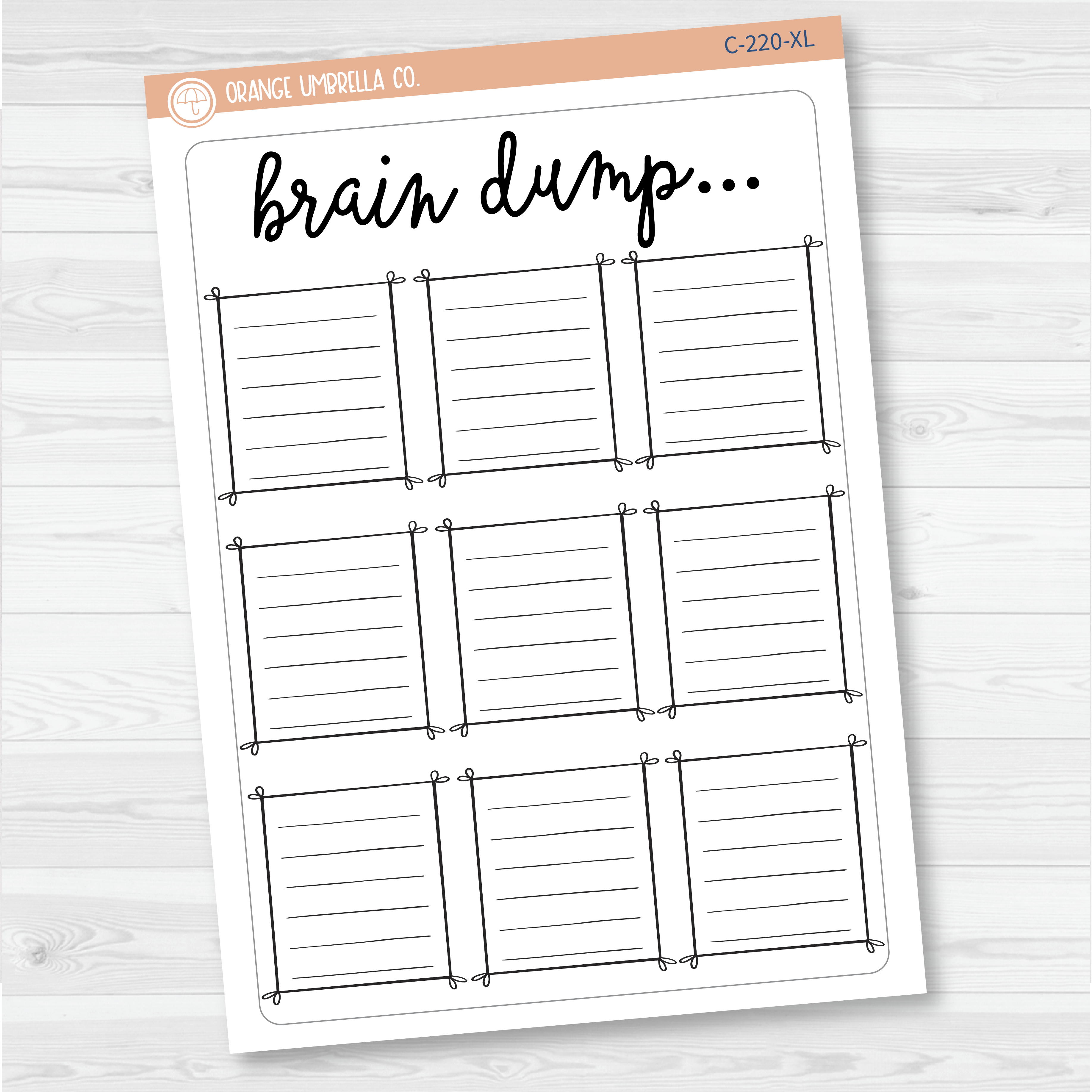 Brain Dump Tracker Full Page Dashboard | A5 & 7x9 Size Deco Planner Stickers | C-220