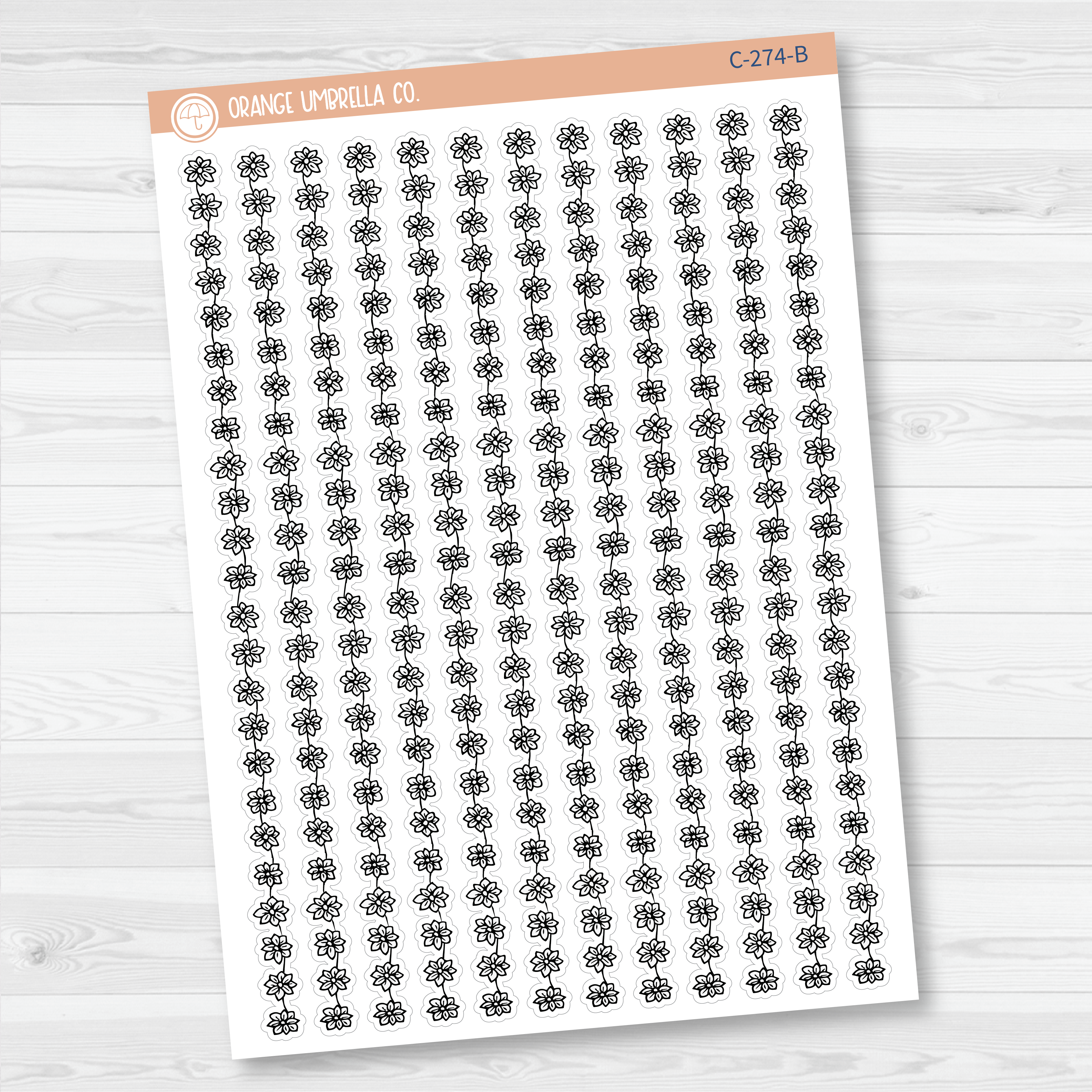 CLEARANCE | Flowers & Vine Pattern Washi Strips Planner Stickers and Labels | C-274
