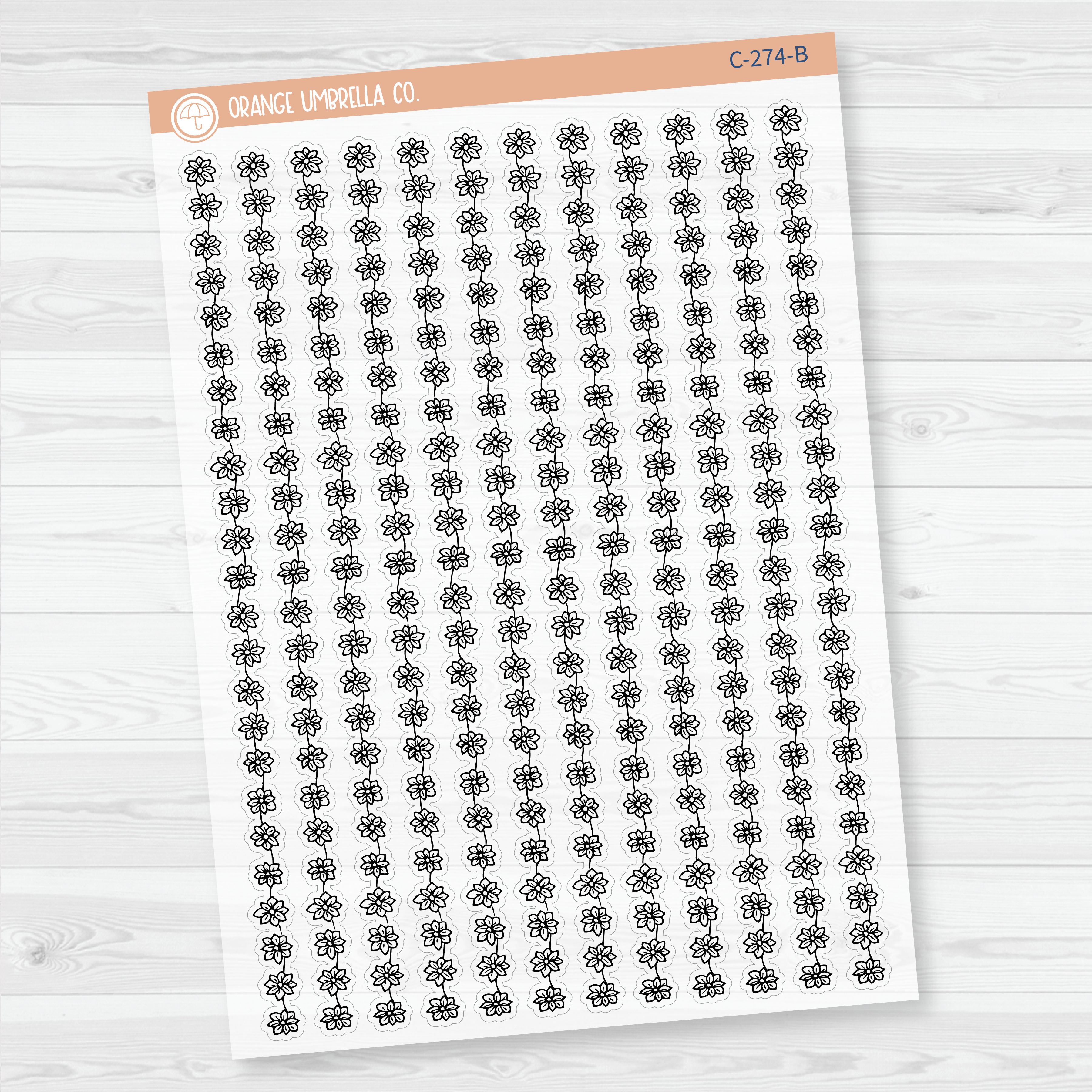 CLEARANCE | Flowers & Vine Pattern Washi Strips Planner Stickers and Labels | Clear Matte | C-274-CM