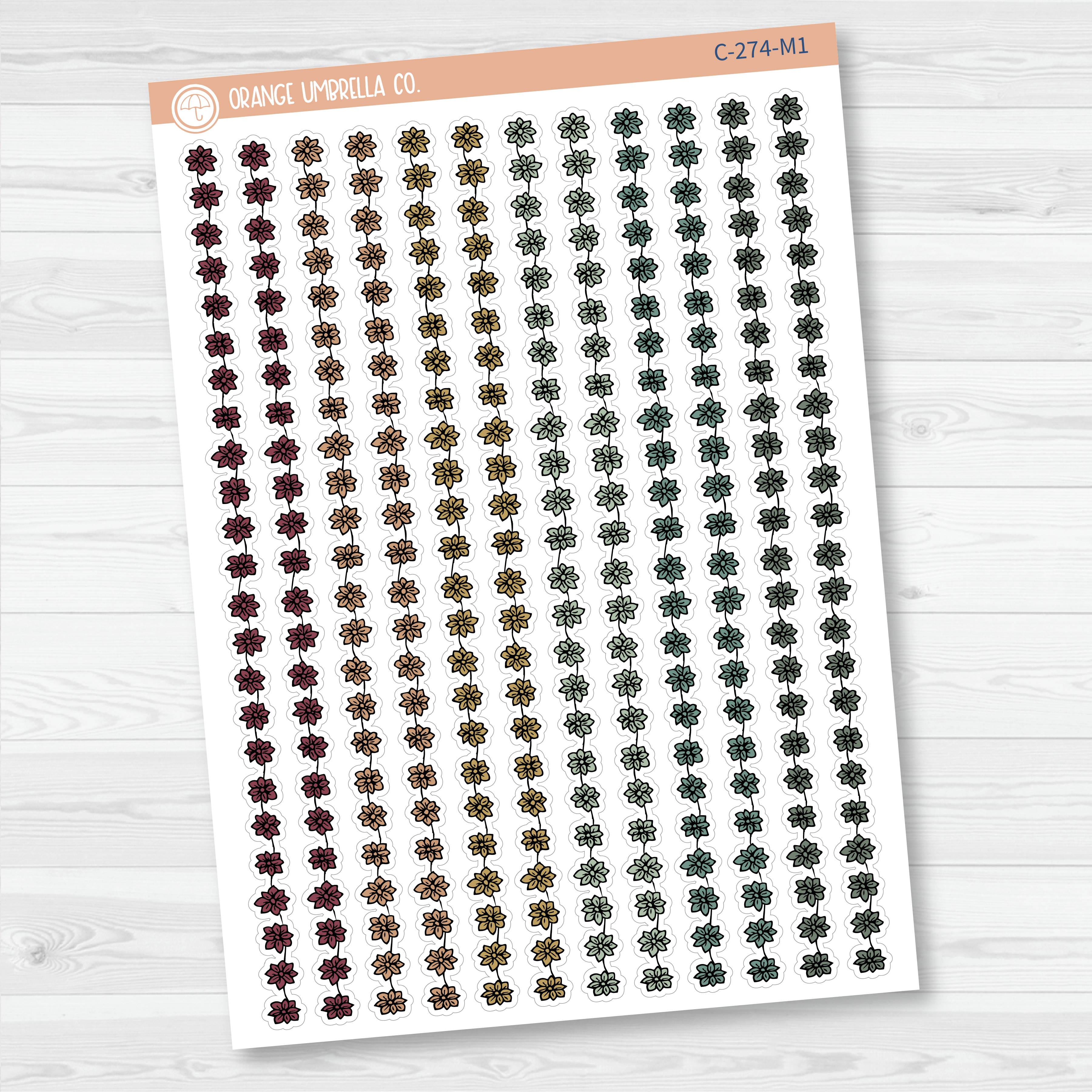 CLEARANCE | Flowers & Vine Pattern Washi Strips Planner Stickers and Labels | C-274