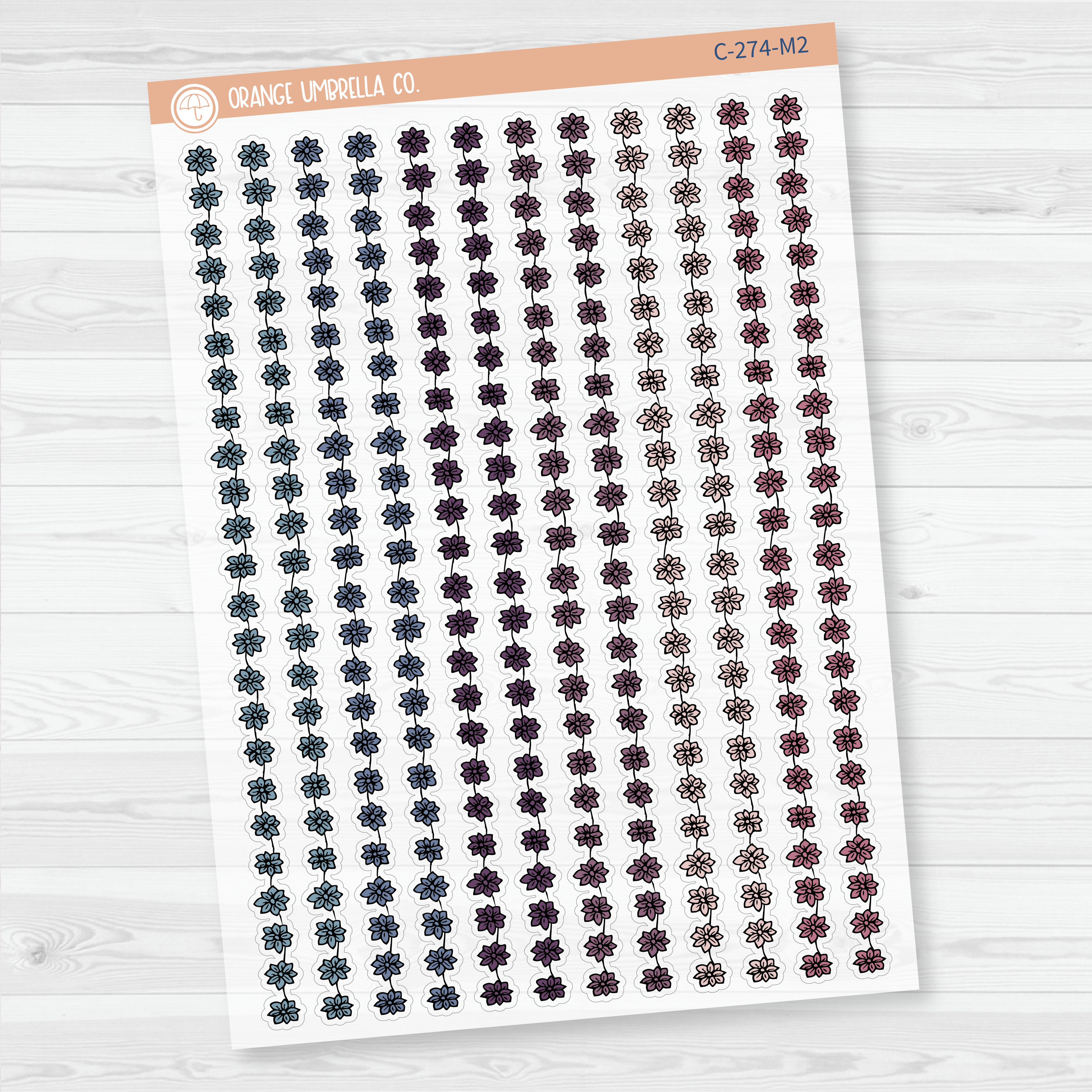 CLEARANCE | Flowers & Vine Pattern Washi Strips Planner Stickers and Labels | Clear Matte | C-274-CM