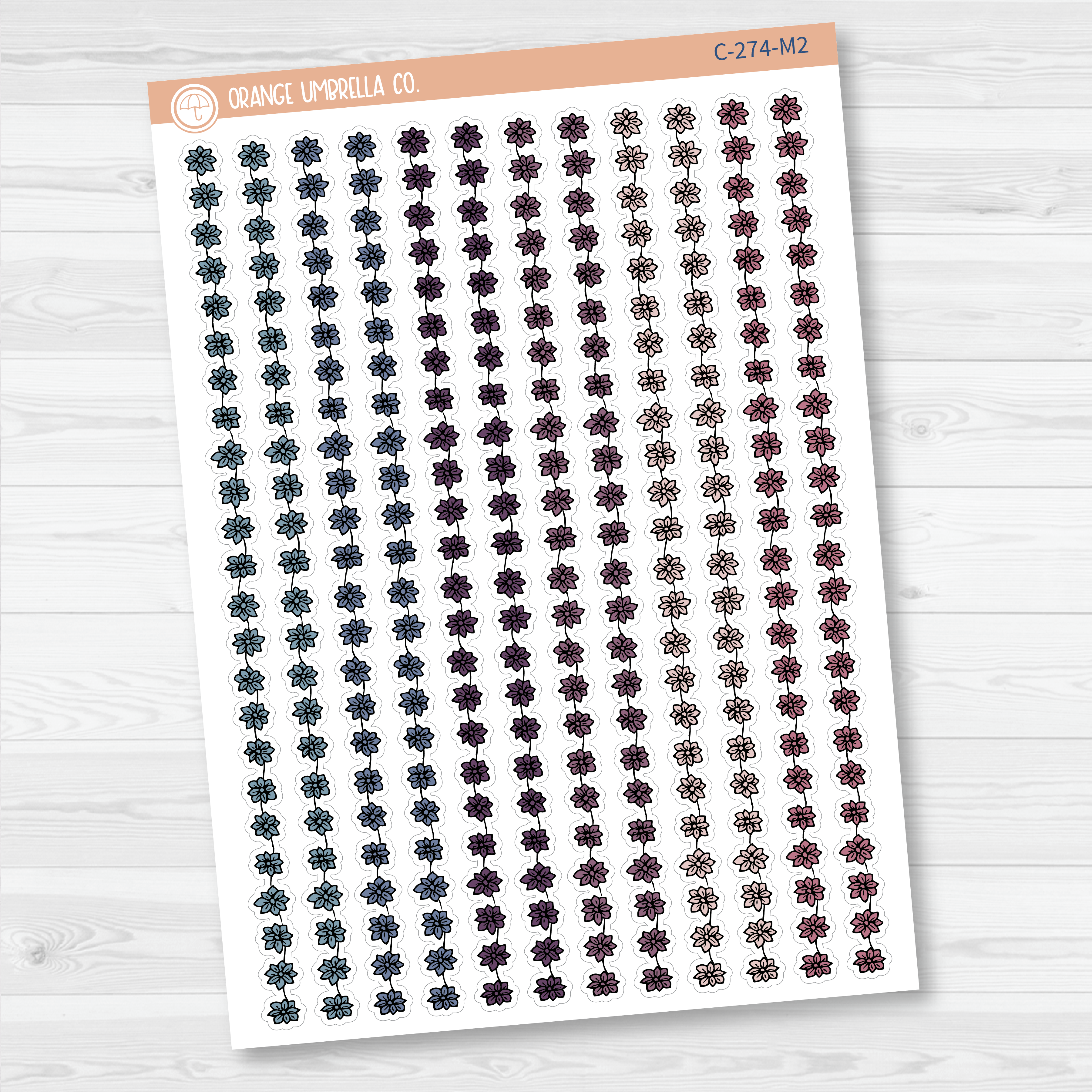 CLEARANCE | Flowers & Vine Pattern Washi Strips Planner Stickers and Labels | C-274