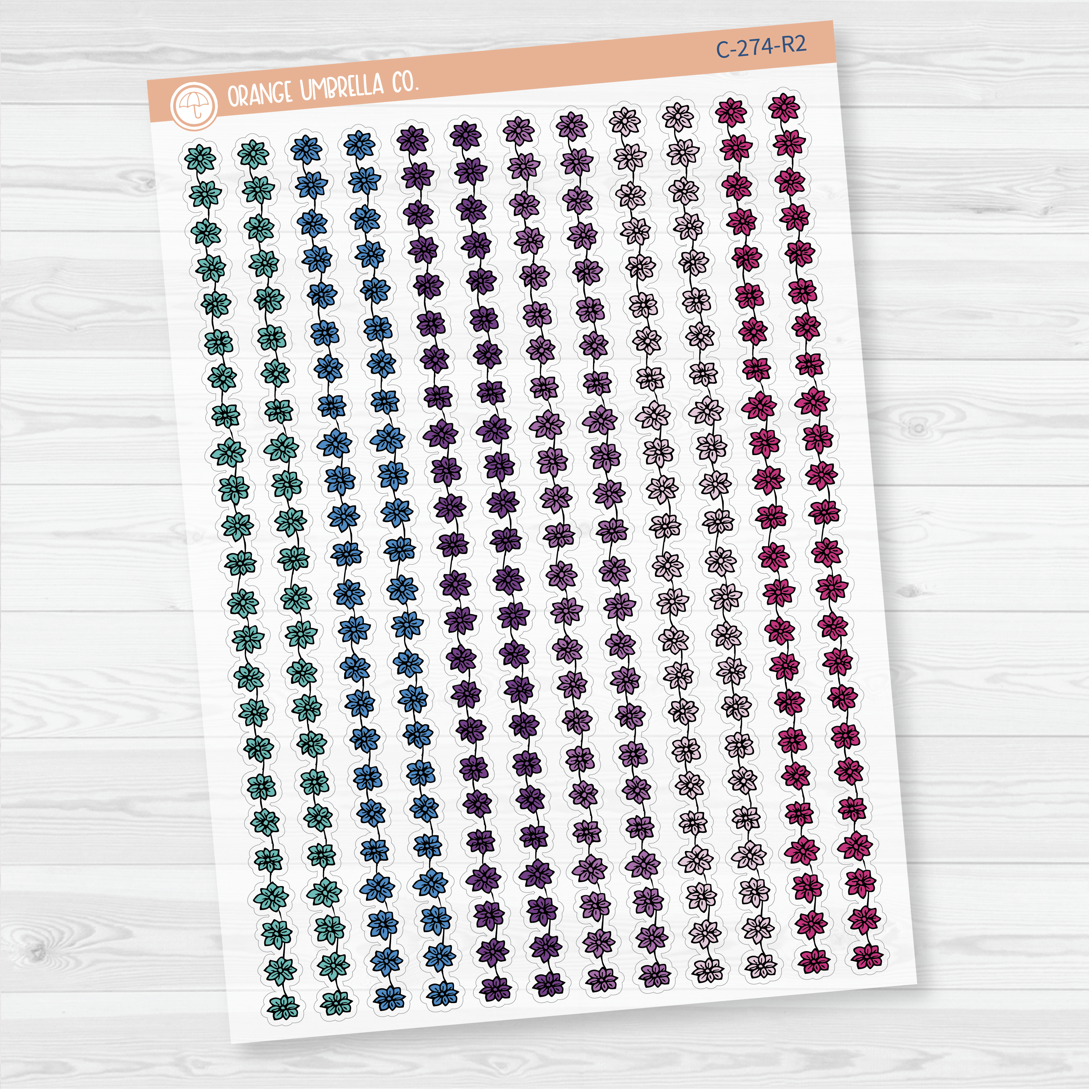 CLEARANCE | Flowers & Vine Pattern Washi Strips Planner Stickers and Labels | Clear Matte | C-274-CM