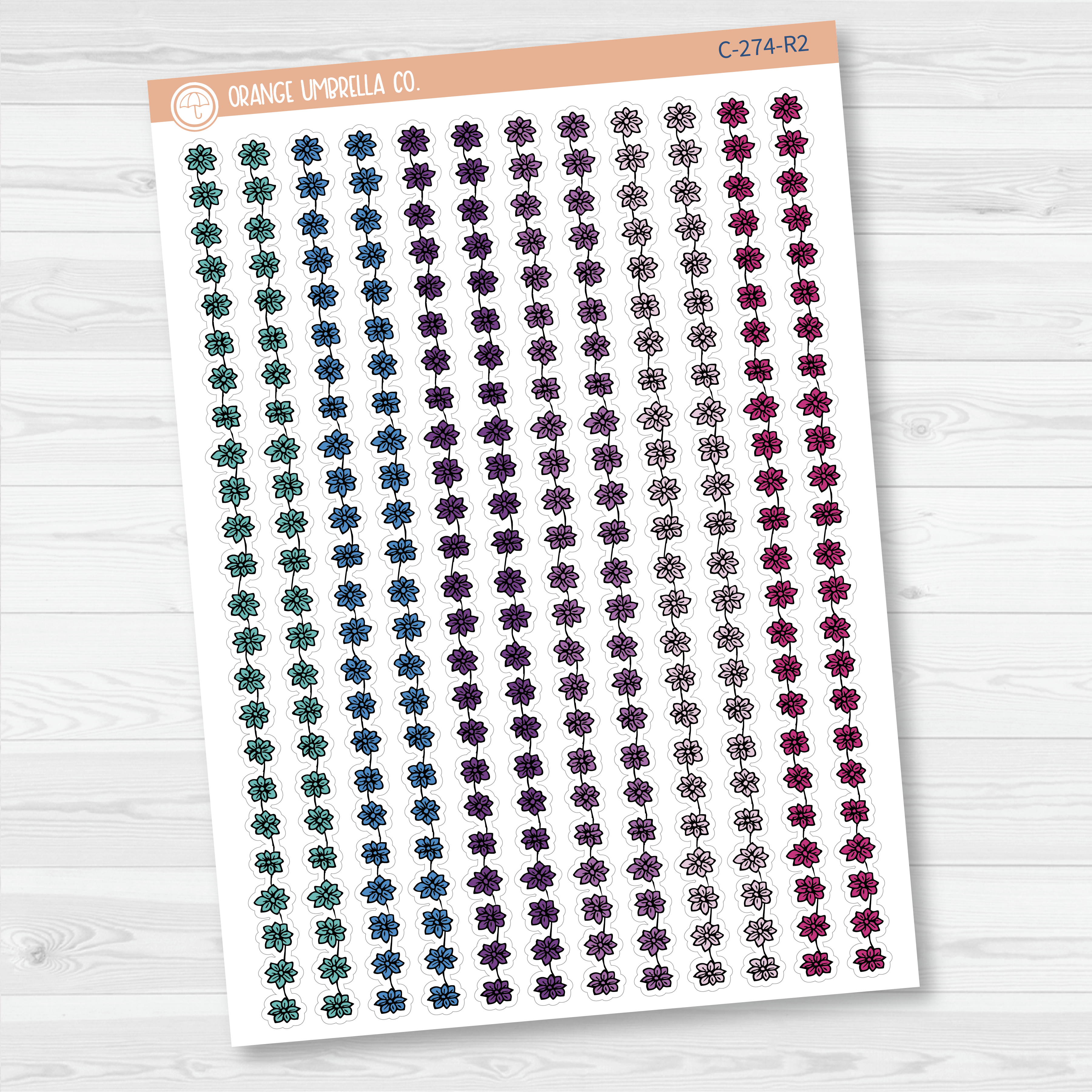 CLEARANCE | Flowers & Vine Pattern Washi Strips Planner Stickers and Labels | C-274