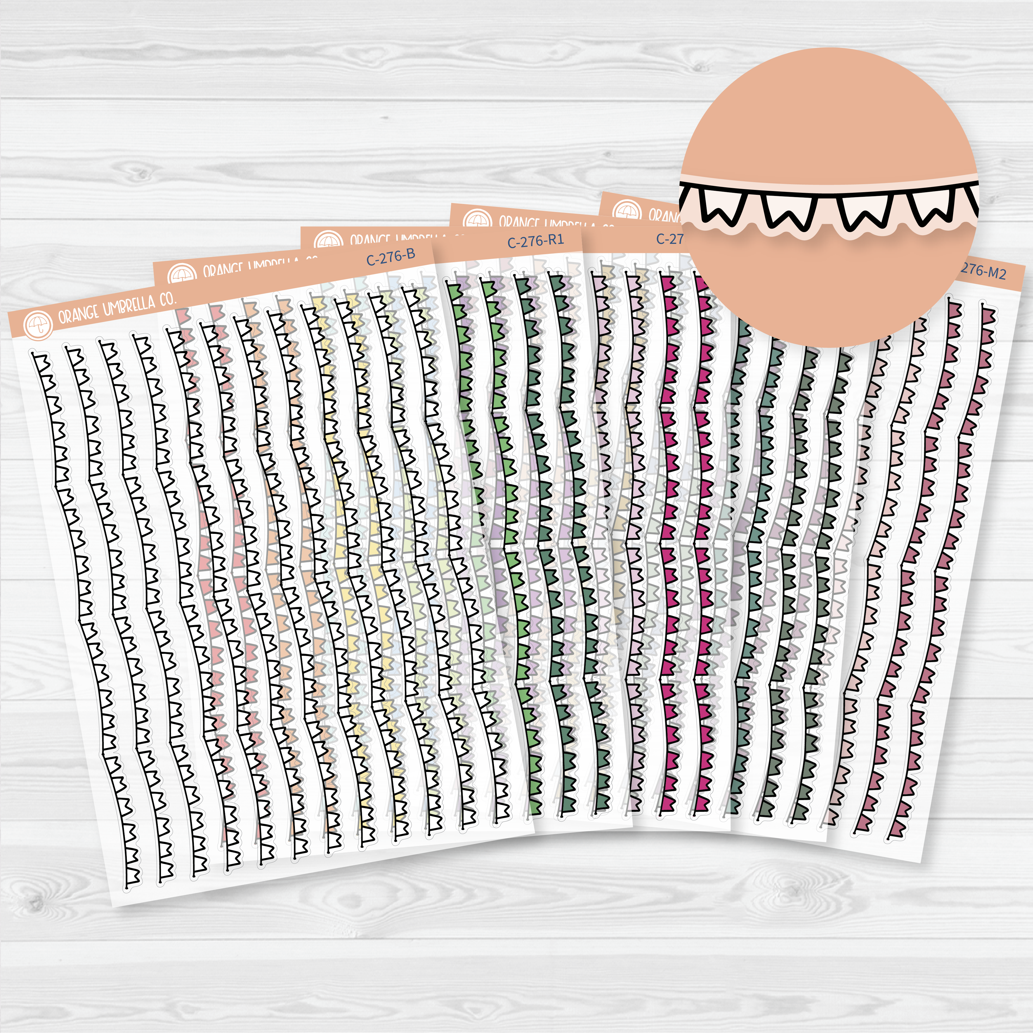 CLEARANCE | Pennant Pattern Washi Strips Planner Stickers and Labels | Clear Matte | C-276
