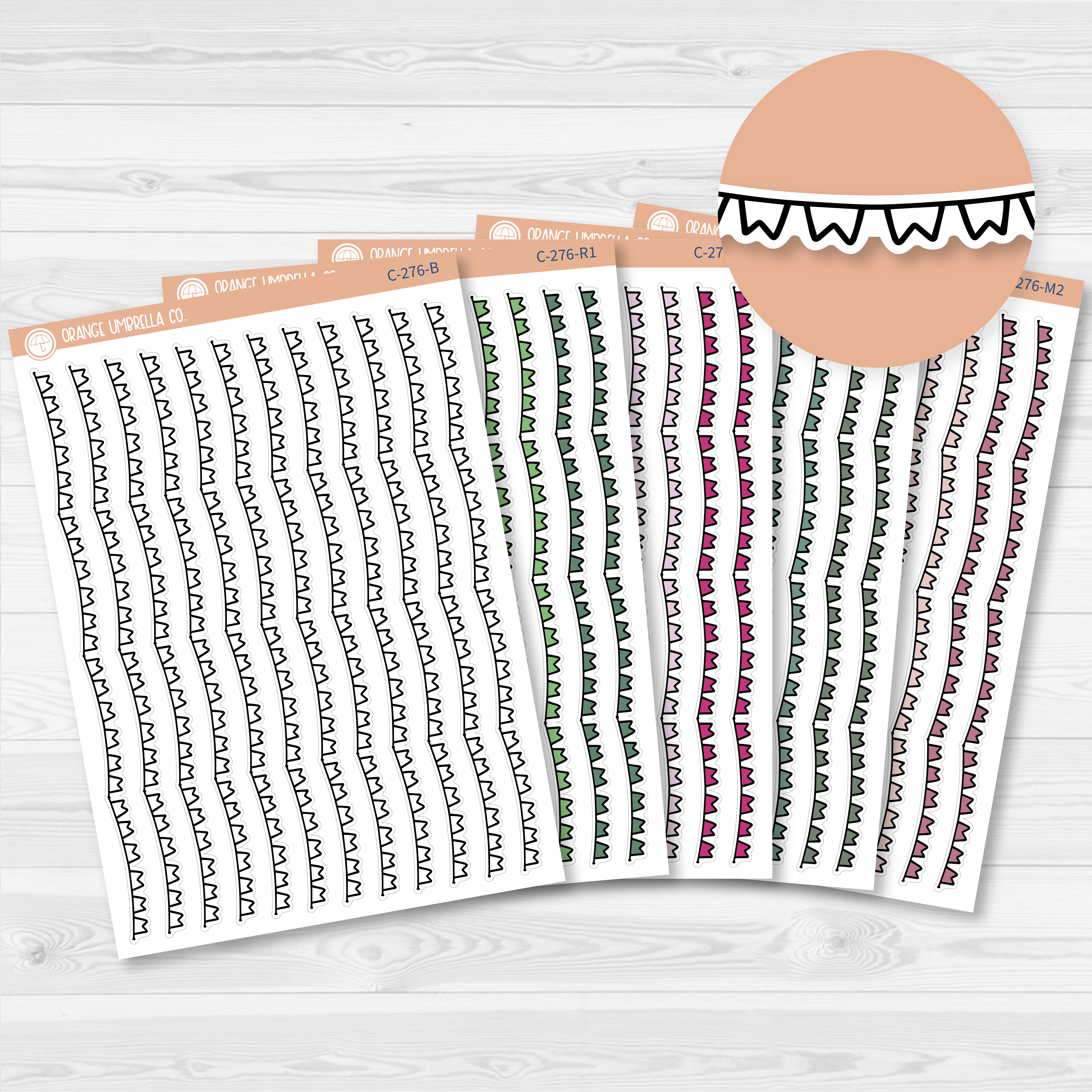 CLEARANCE | Pennant Pattern Washi Strips Planner Stickers and Labels | C-276
