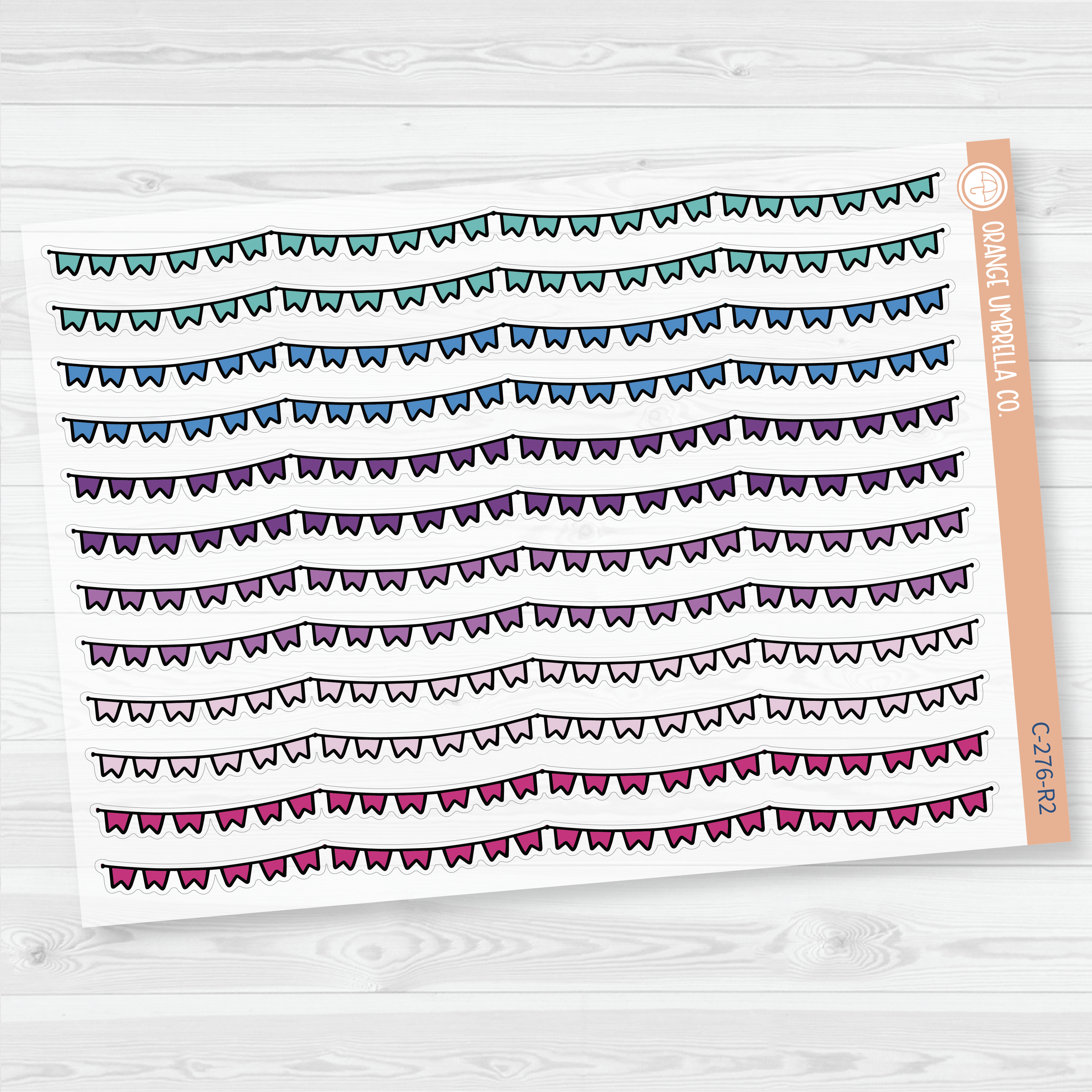 CLEARANCE | Pennant Pattern Washi Strips Planner Stickers and Labels | Clear Matte | C-276