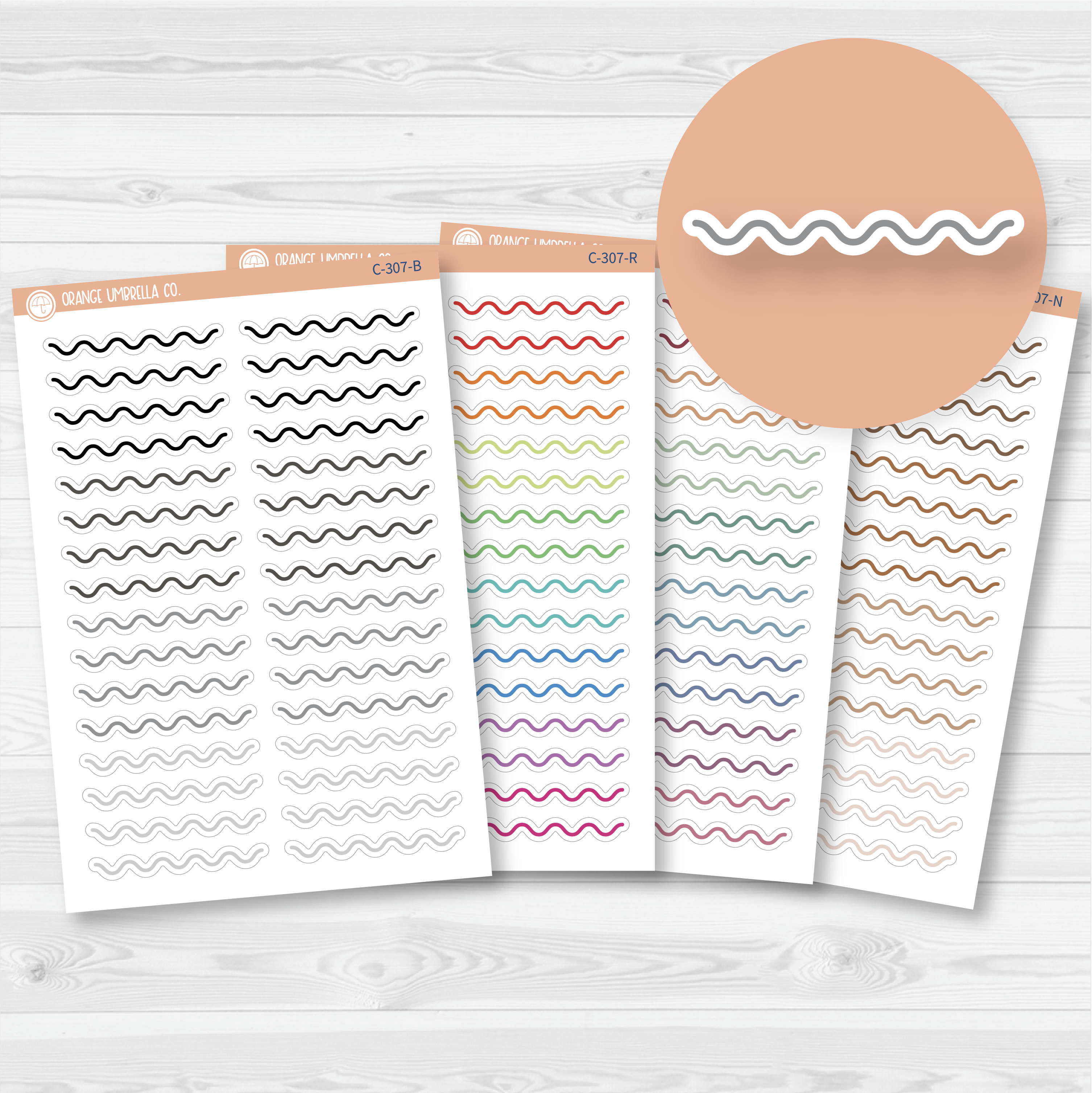 Squiggle Header / Divider Bar Planner Stickers | C-307