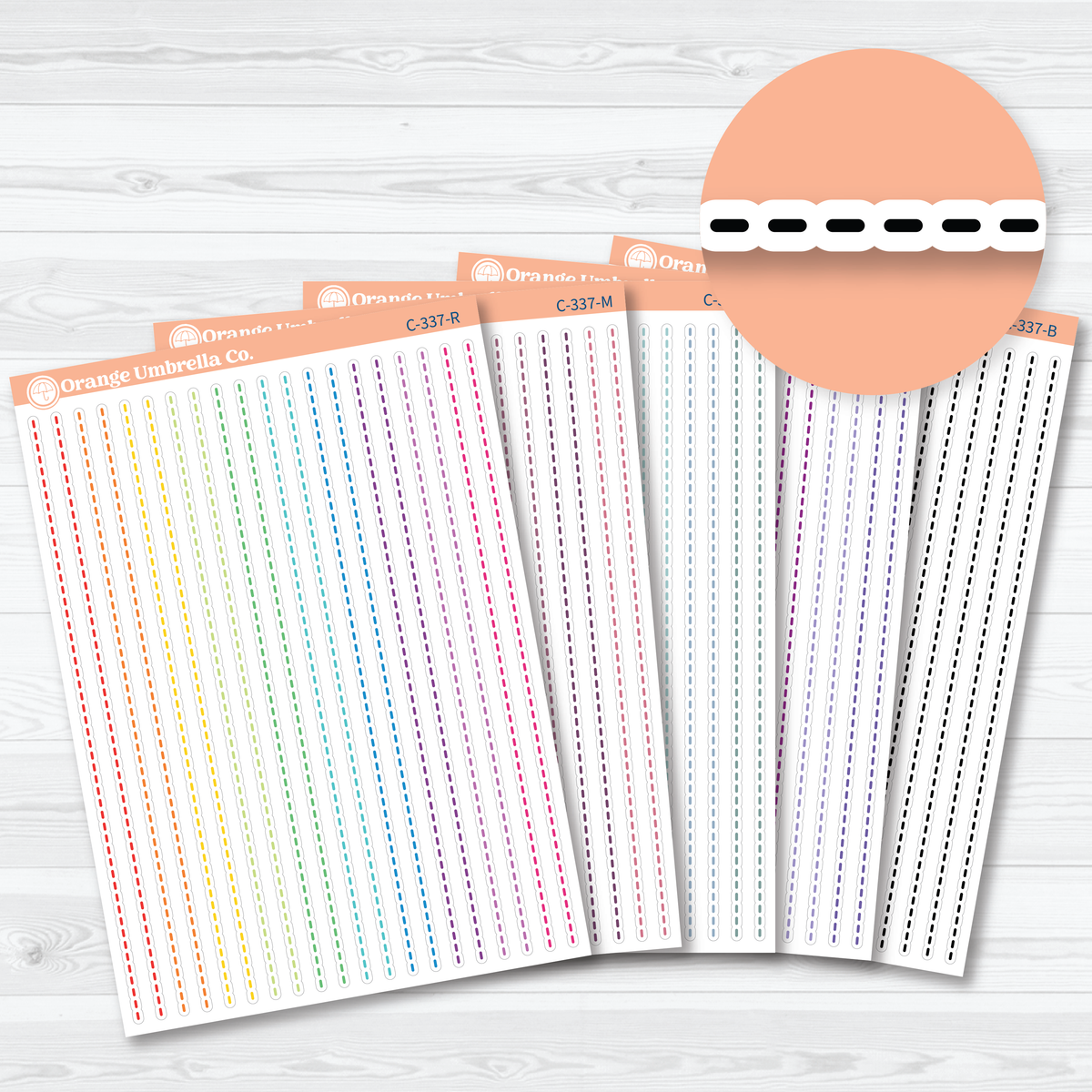 Stitched Washi Strip Dividers | Decorative Planner Stickers | C-337