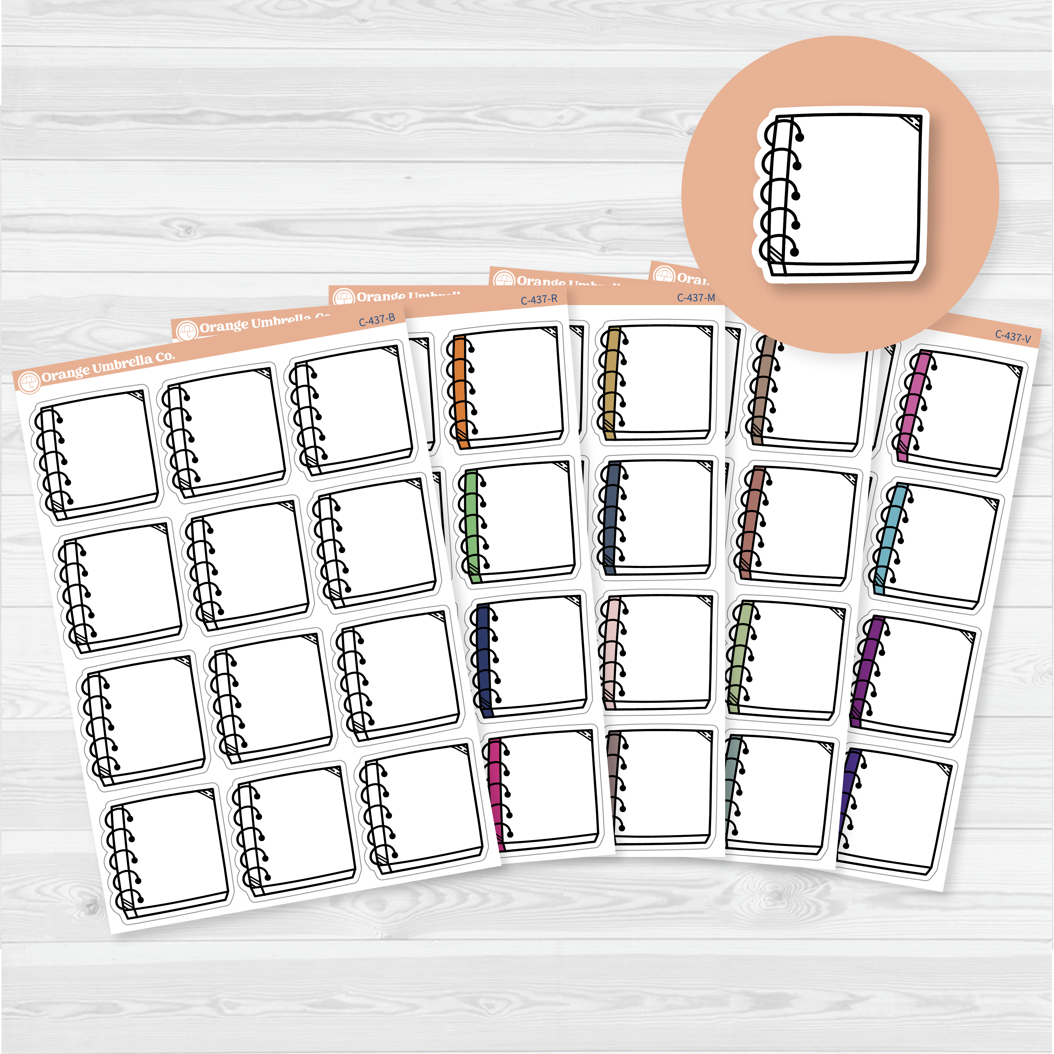 Large Journaling Spiral Notes Stickers | Big Journaling Deco Stickers | C-437