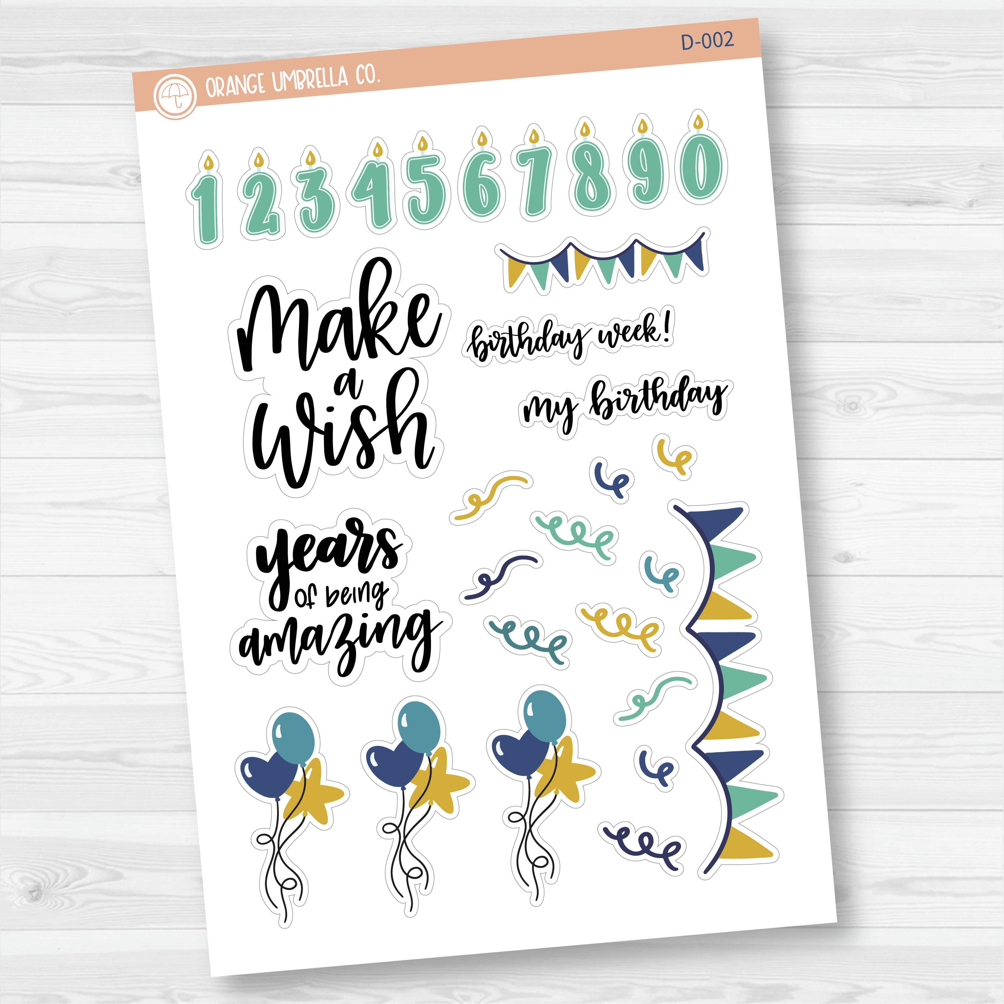 CLEARANCE | Birthday Deco Planner Stickers | D-002/D-003