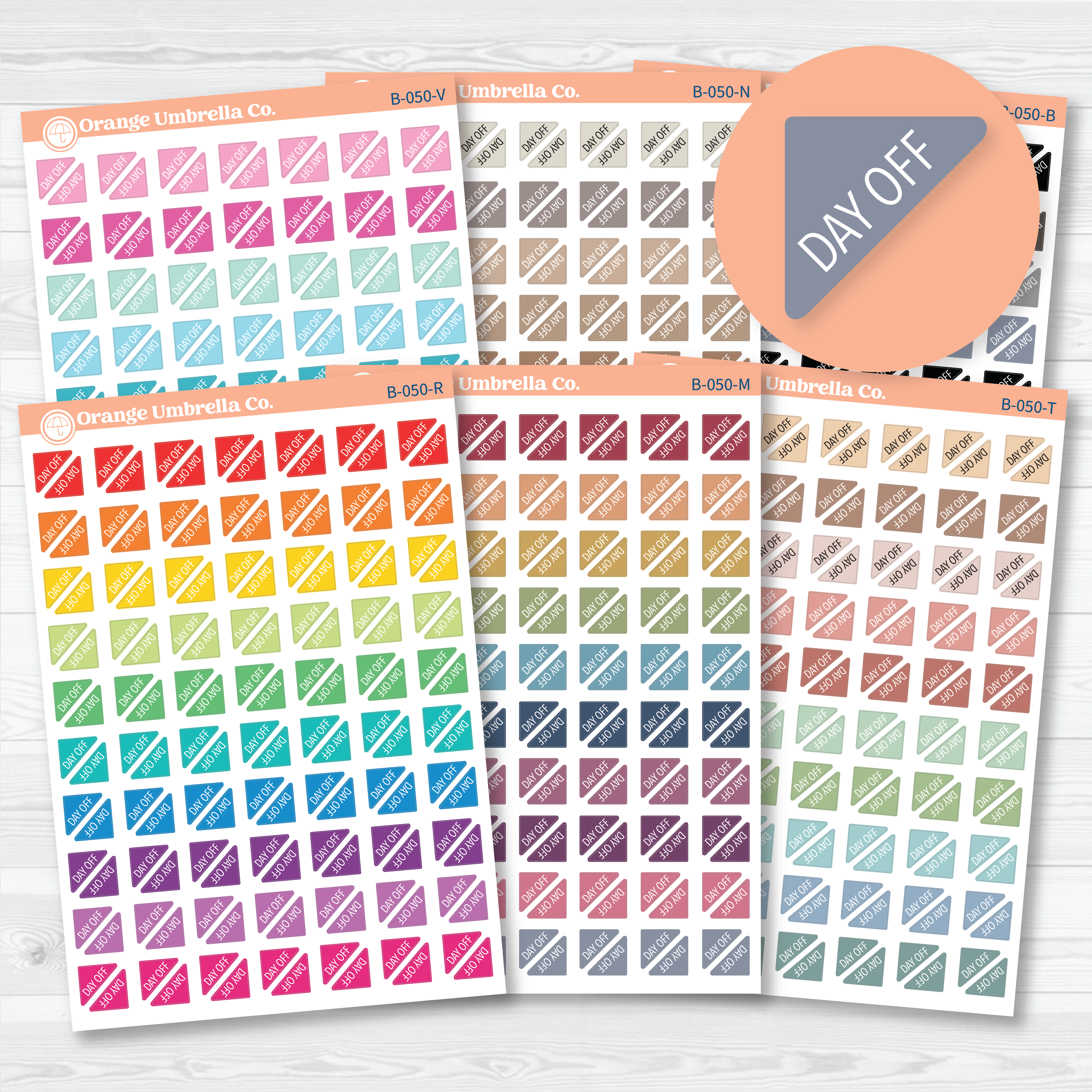 White matte Day Off Mini Corner Planner Stickers featuring compa