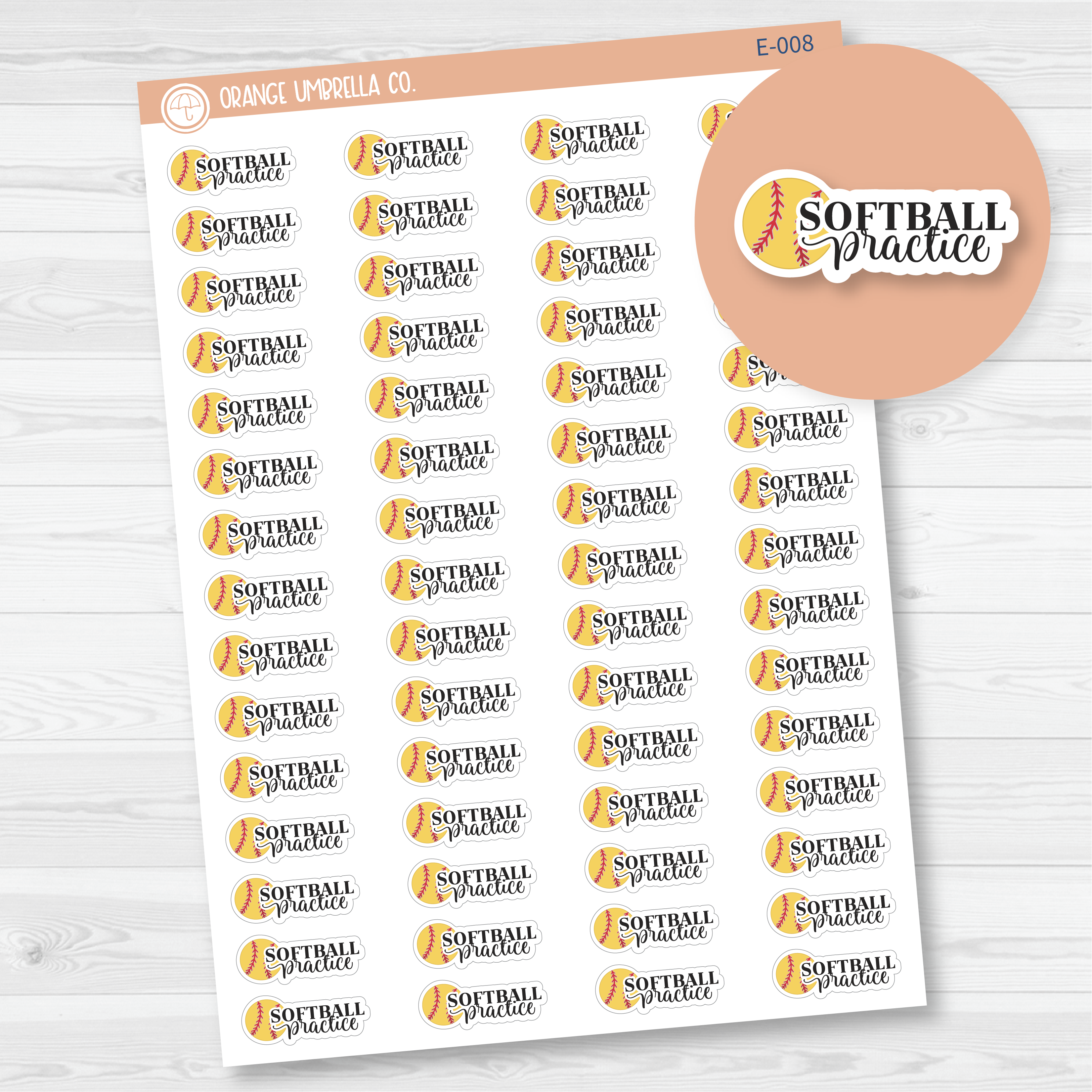 Softball Practice Icon Script Planner Stickers | FC10 | E-008