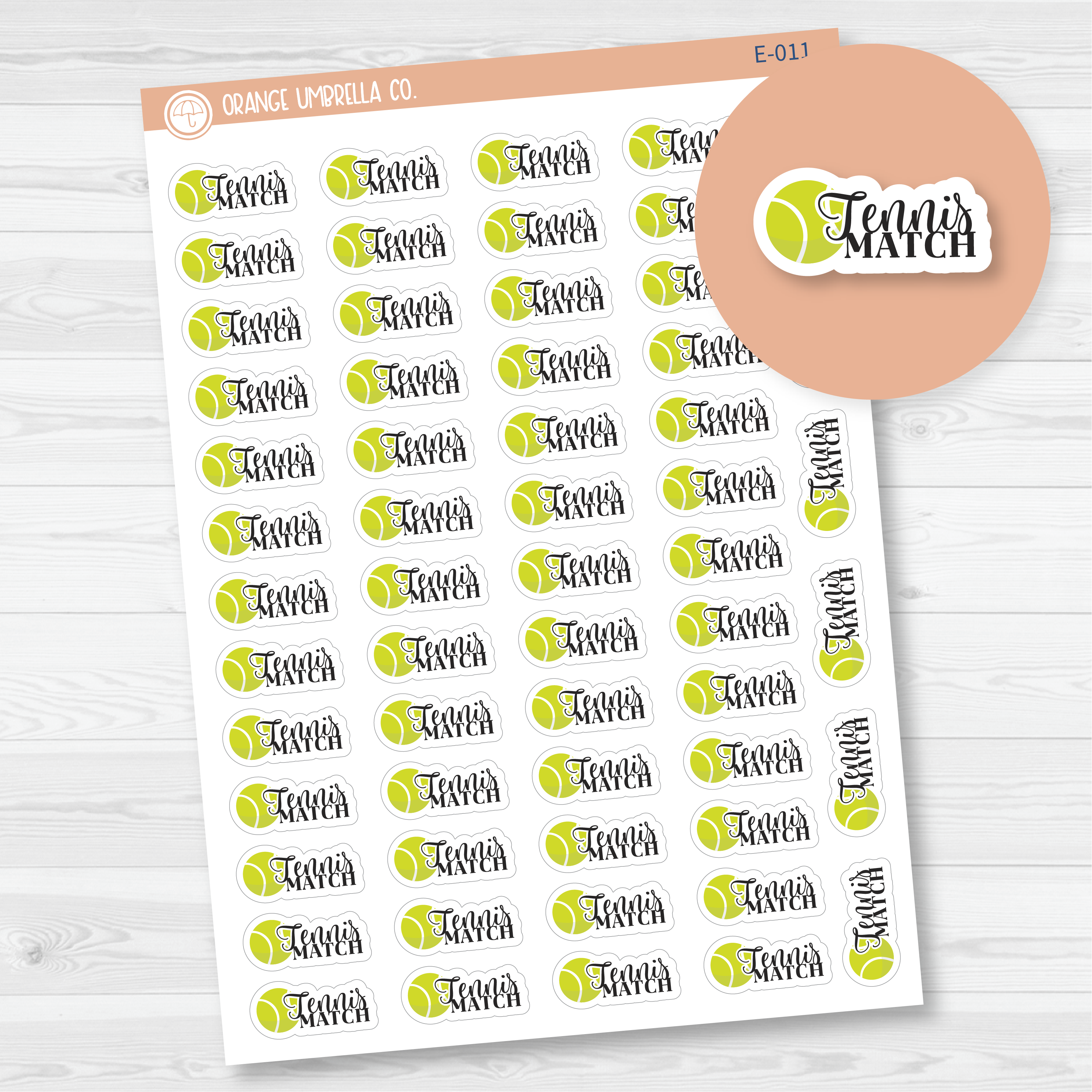 CLEARANCE | Tennis Match Icon Script Planner Stickers | FC10 | E-011